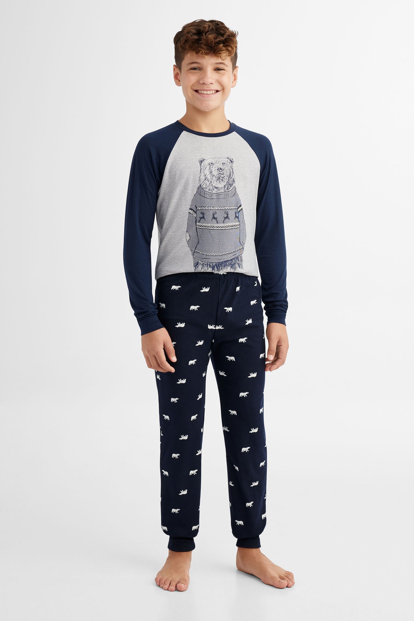 Pantalon pyjama de Noël en flanelle - Ado garçon && MARIN/MULTI