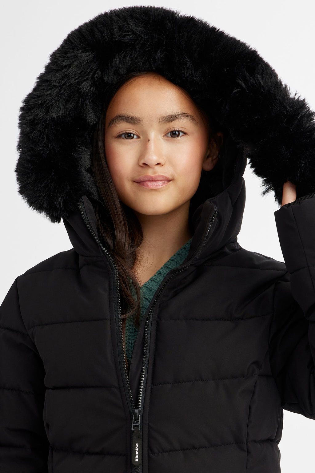Doudoune Enfant Fille Mi-longue Avec Capuche Et Col Fourrure - Manteau Hiver Matelassé, Coupe-Vent, Remplissage Duvet De Canard