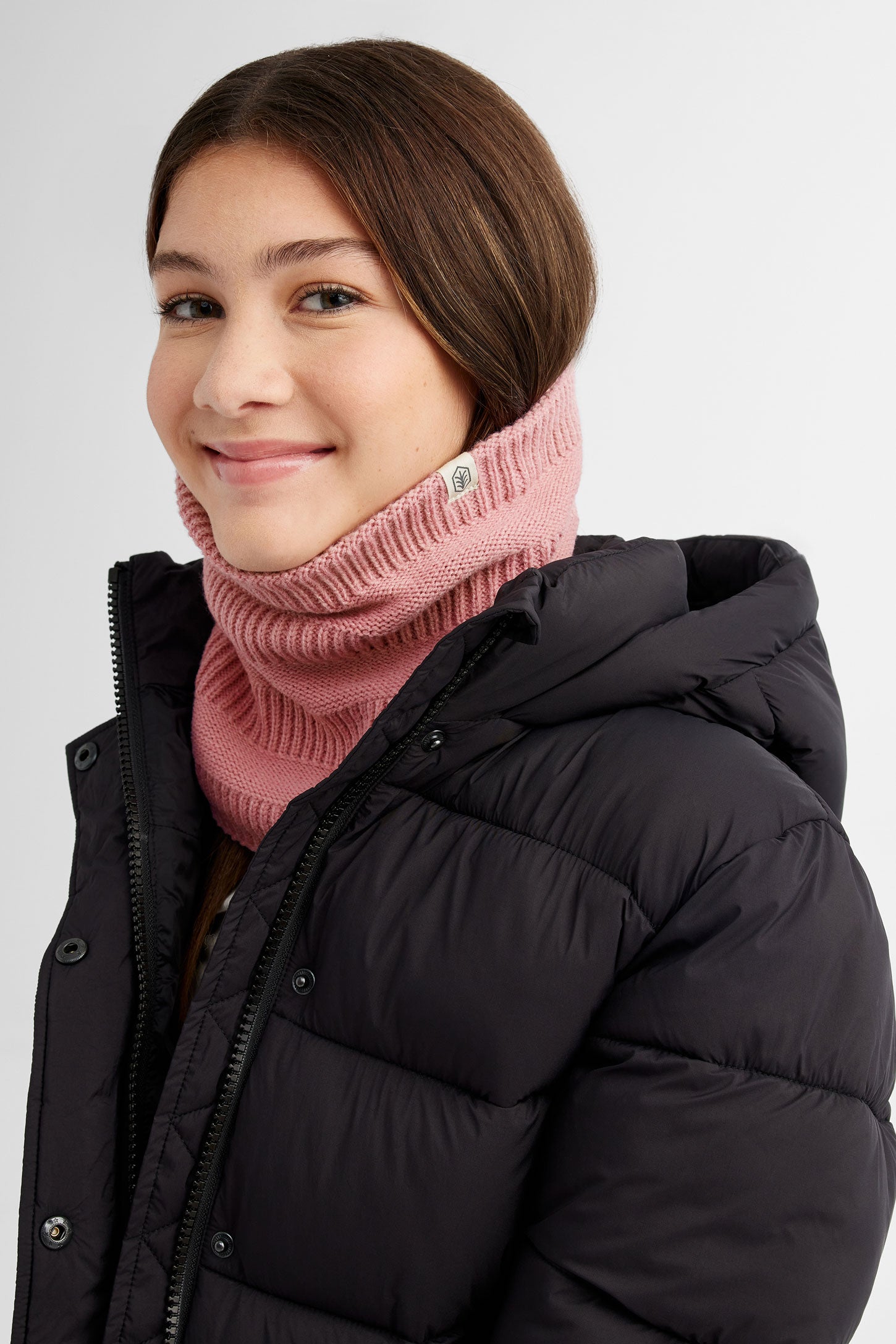 Cache-cou en tricot doublé polar - Ado fille && ROSE