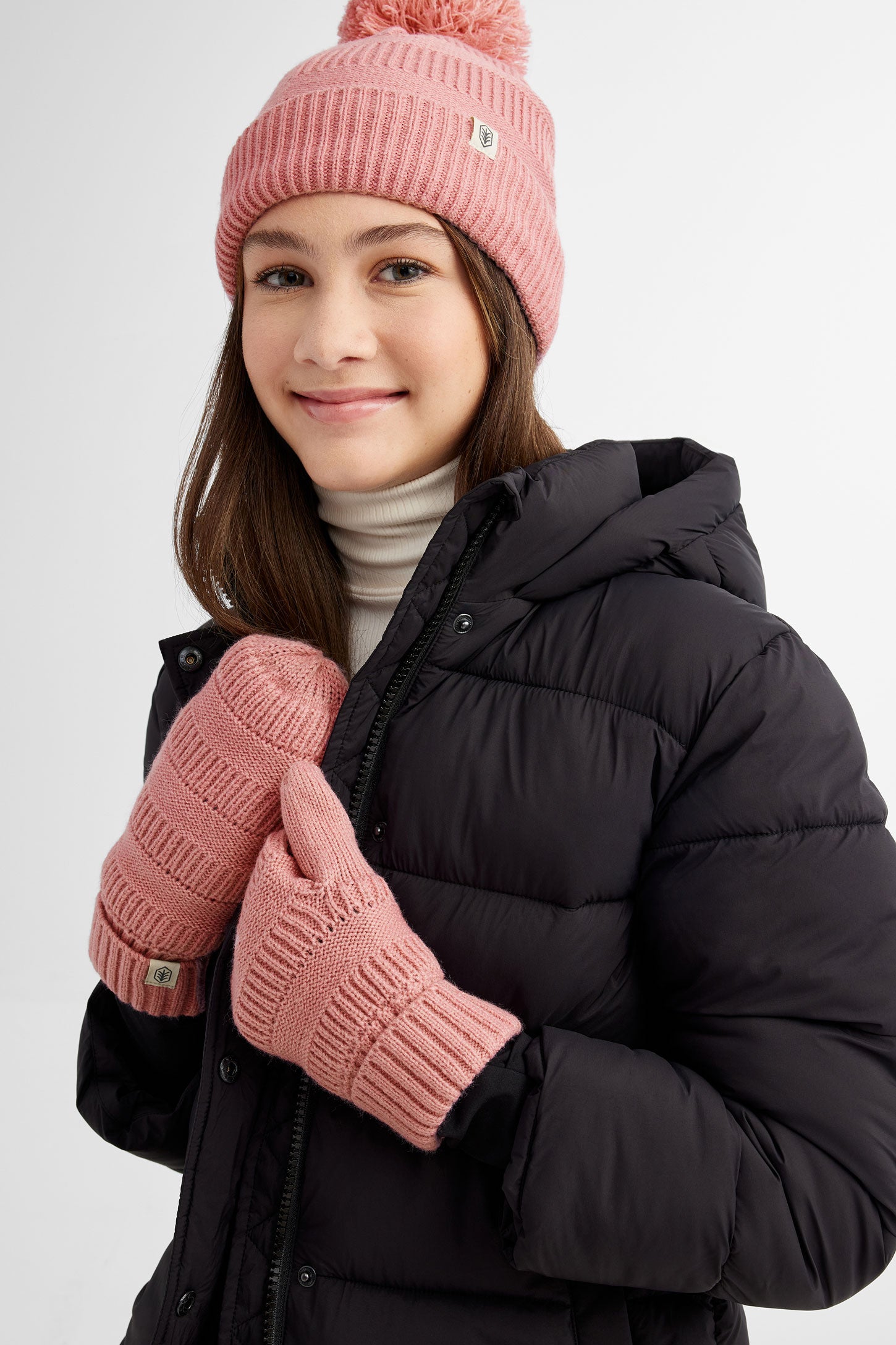 Mitaines en tricot doublées polar - Ado fille && ROSE