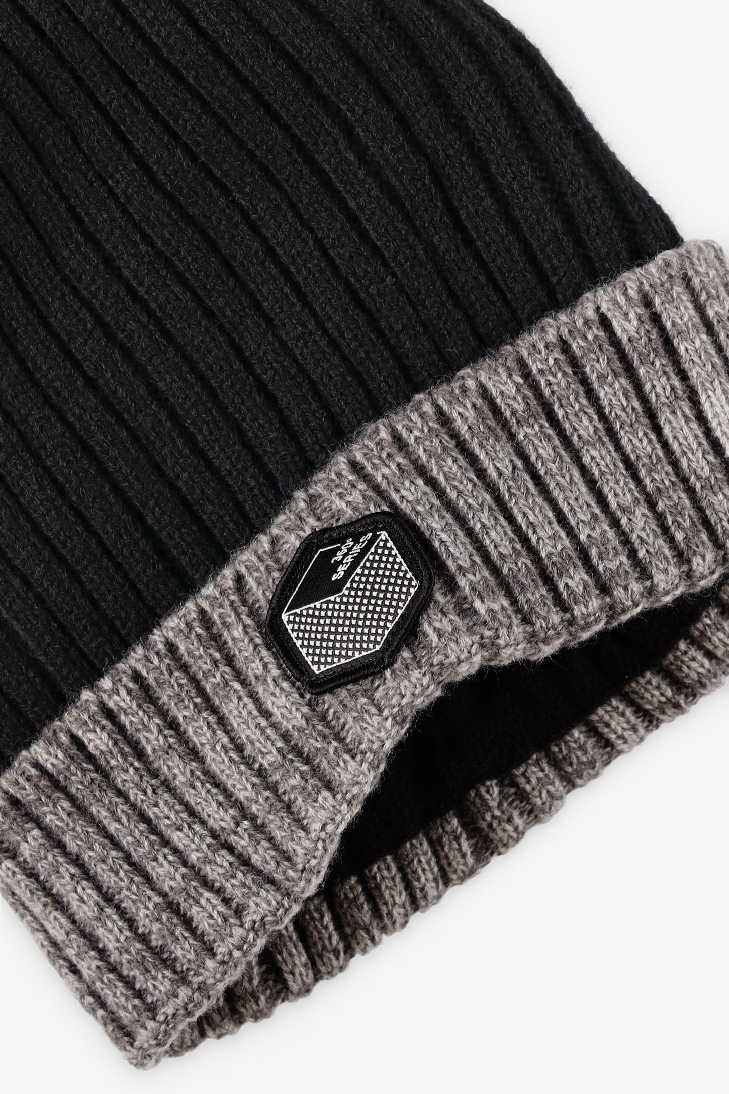Tuque à revers doublée polar - Ado garçon && NOIR