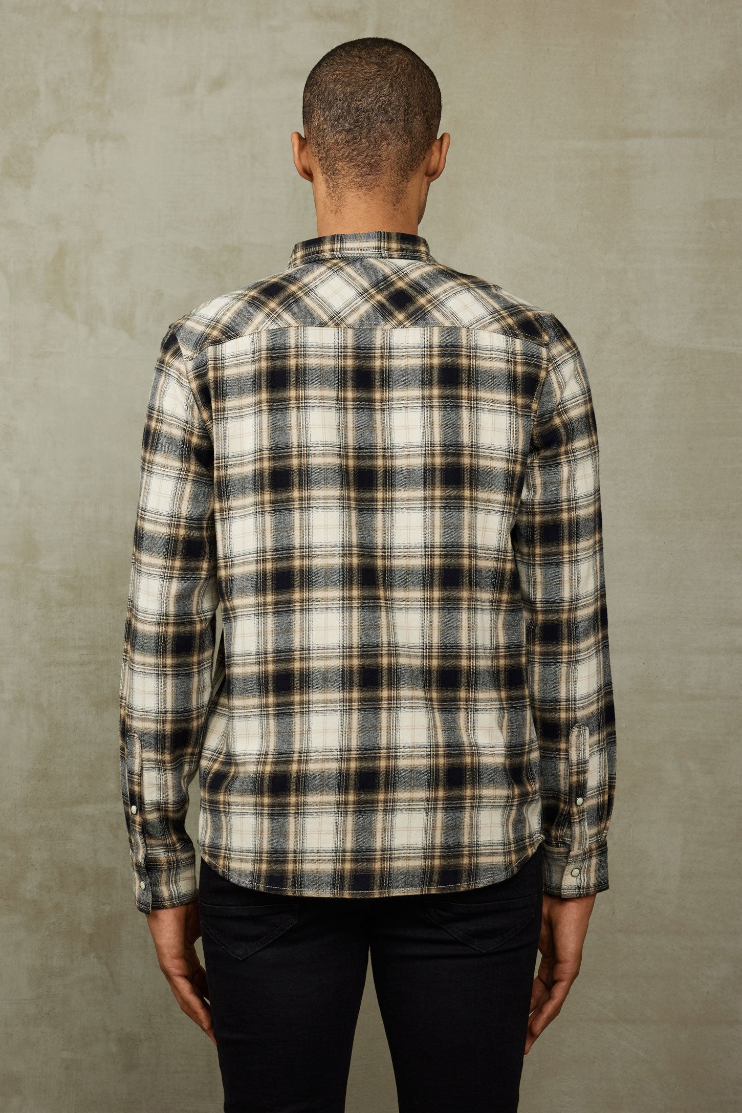 Chemise à carreaux en flanelle - Homme && BEIGE