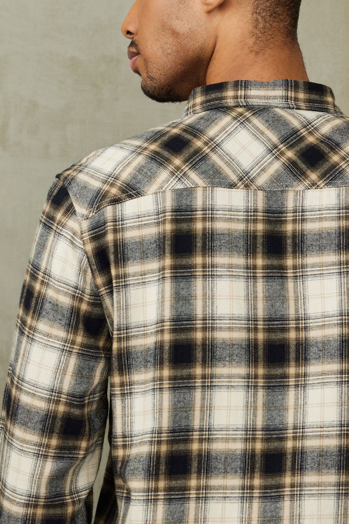 Chemise à carreaux en flanelle - Homme && BEIGE