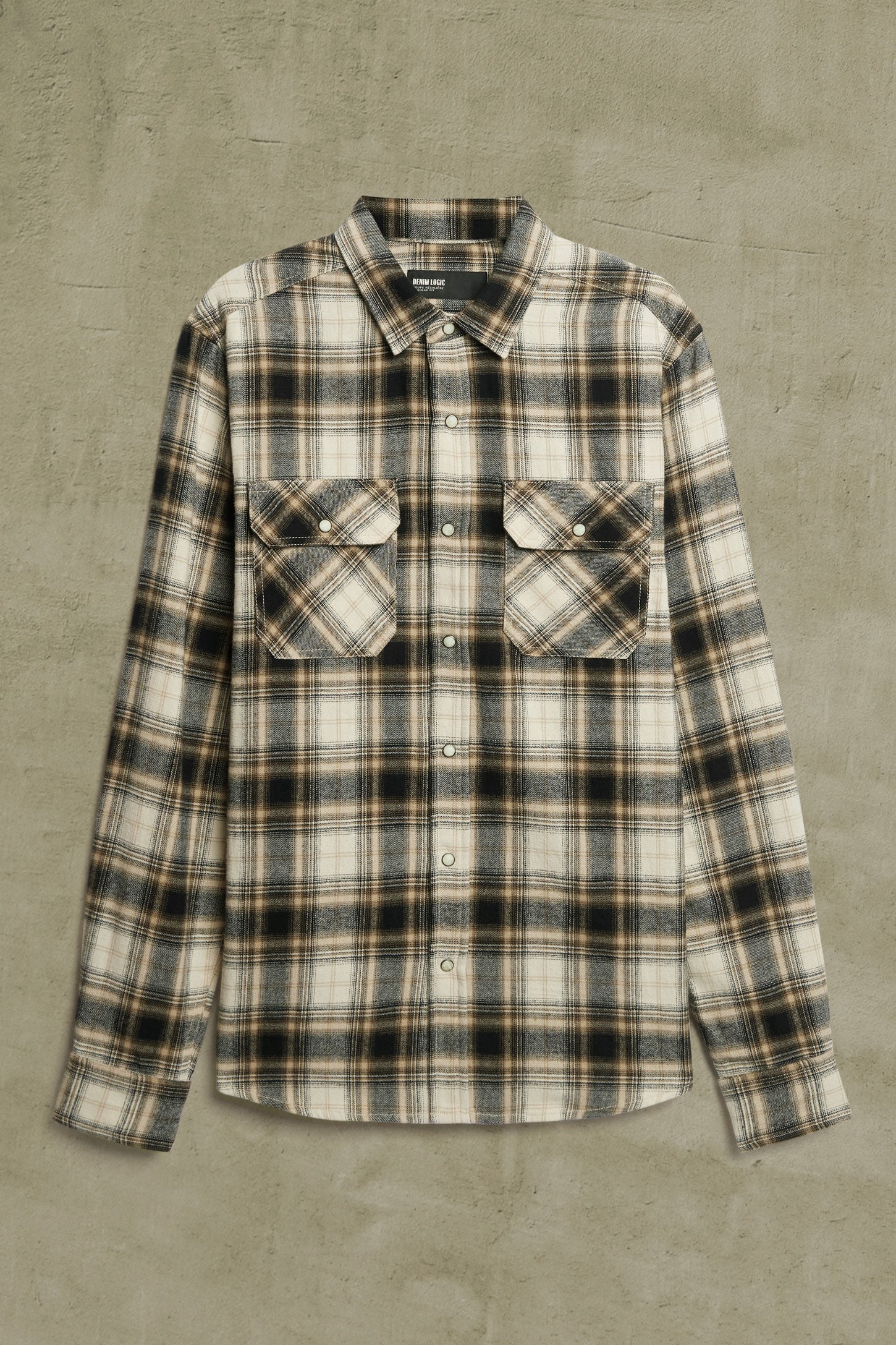 Chemise à carreaux en flanelle - Homme && BEIGE