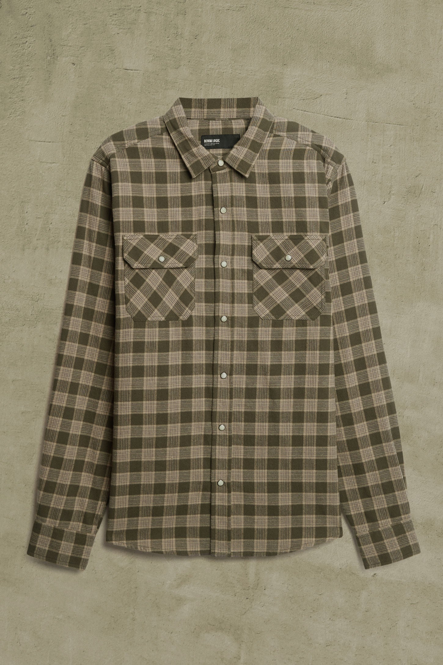 Chemise à carreaux en flanelle - Homme && KAKI