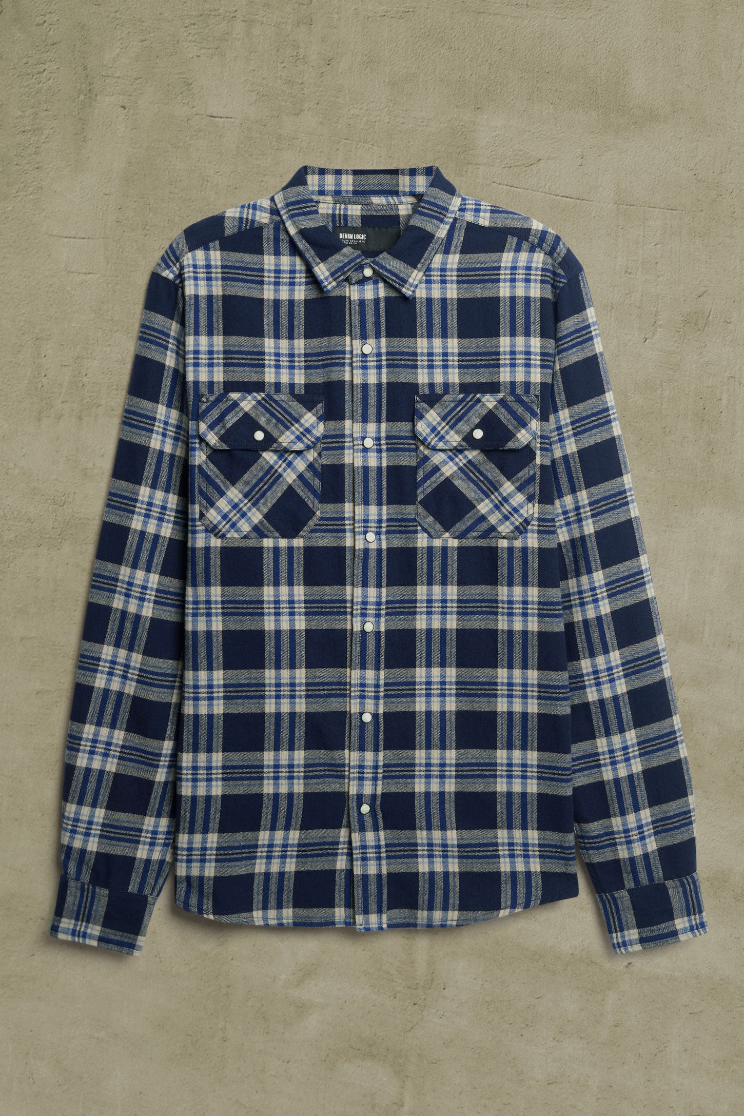 Chemise à carreaux en flanelle - Homme && BLEU