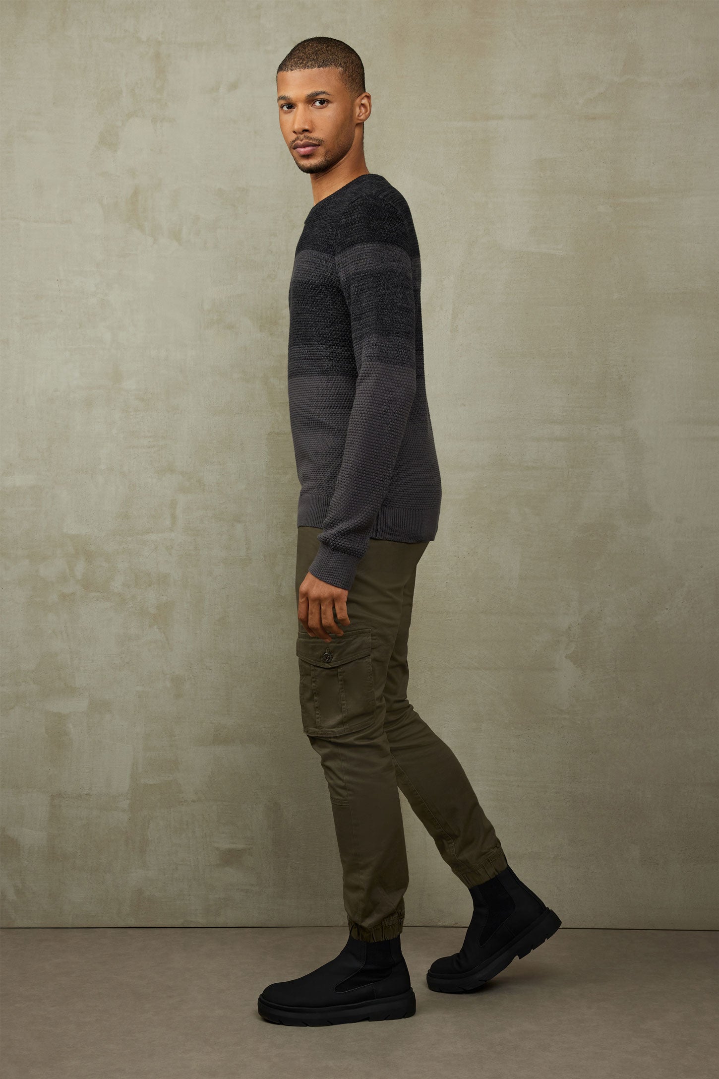 Chandail tricot en coton - Homme && NOIR