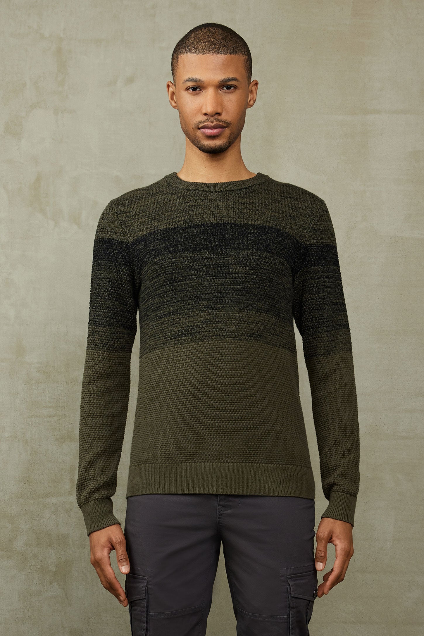 Chandail tricot en coton - Homme && KAKI
