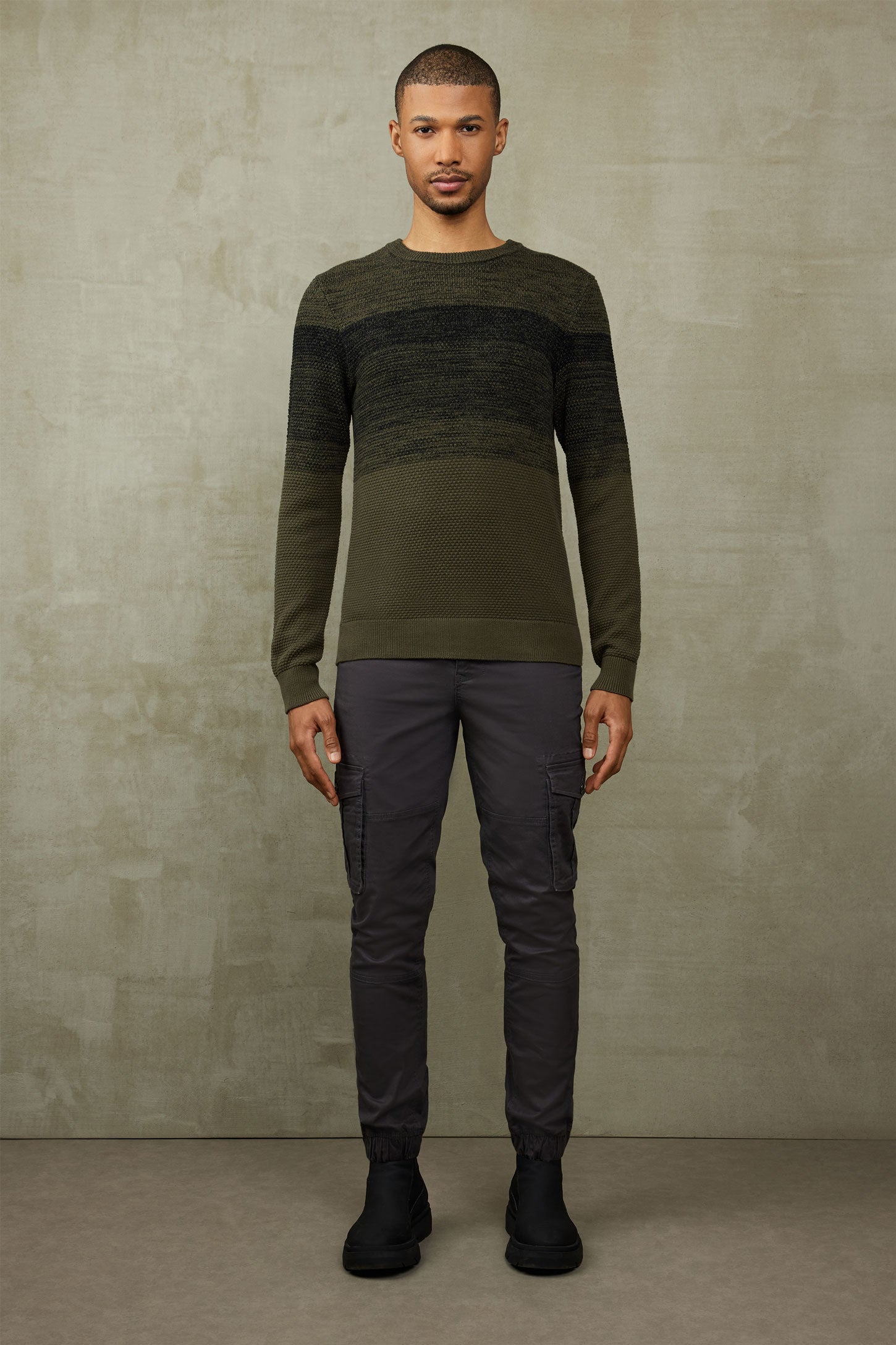Chandail tricot en coton - Homme && KAKI