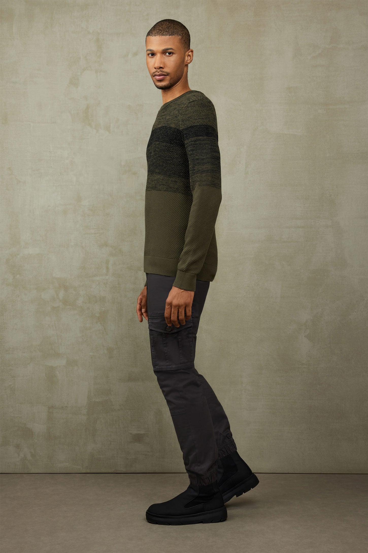 Chandail tricot en coton - Homme && KAKI