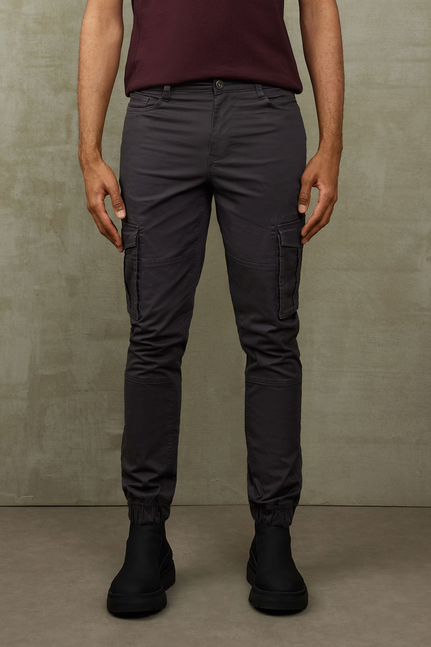 Pantalon jogger cargo en twill - Homme && GRIS FONCE