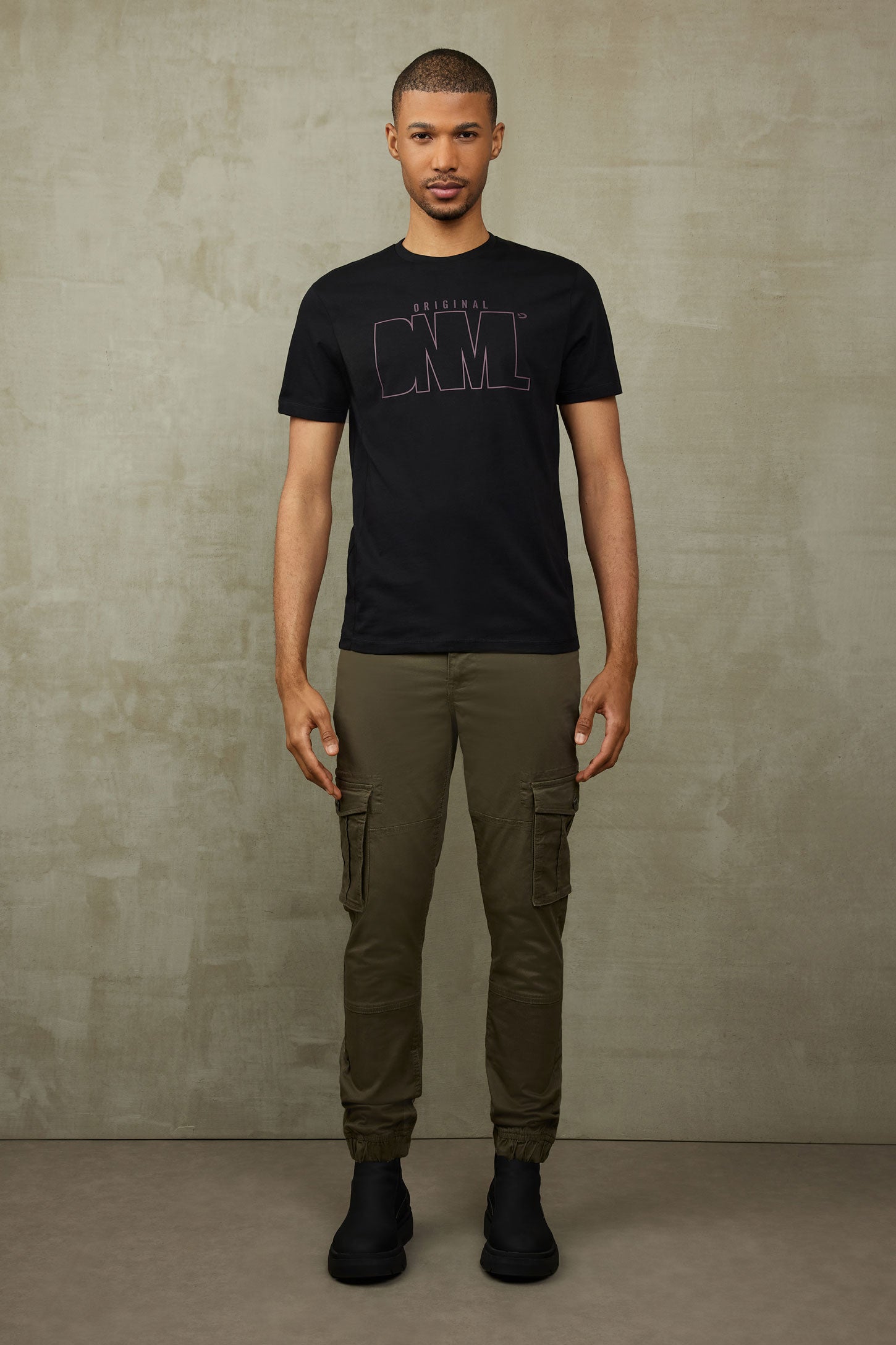 T-shirt imprimé en coton - Homme && NOIR