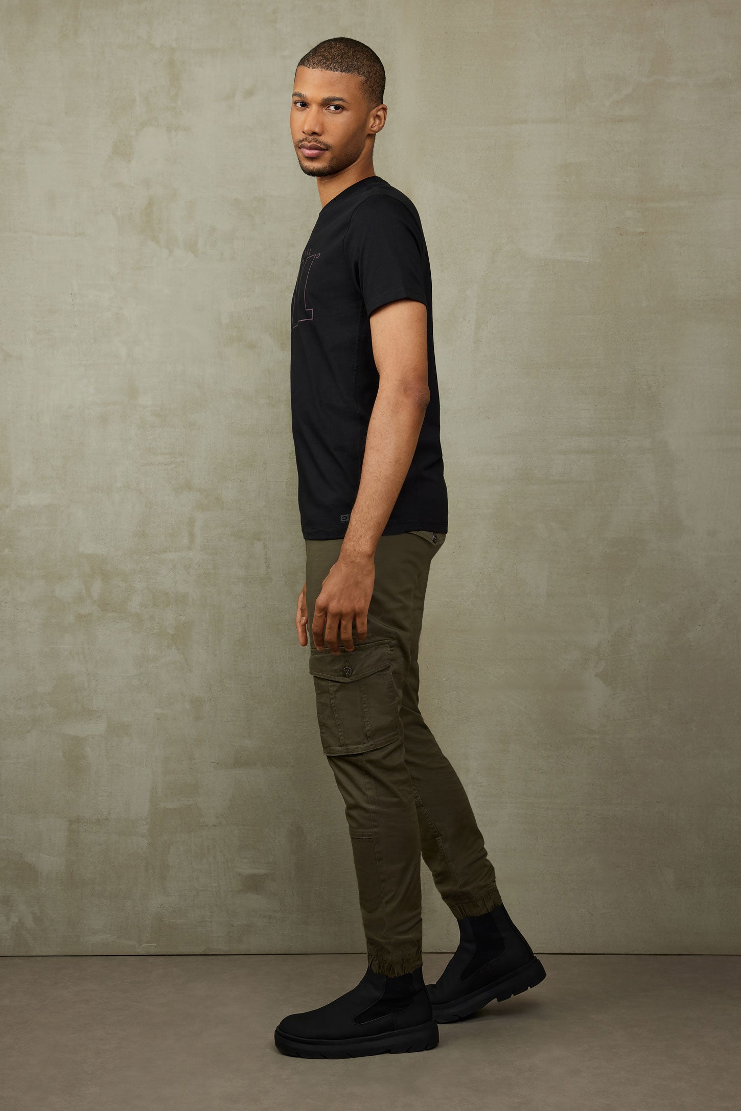 T-shirt imprimé en coton - Homme && NOIR