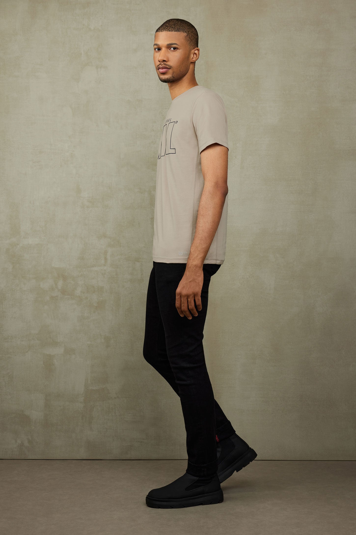 T-shirt imprimé en coton - Homme && BEIGE
