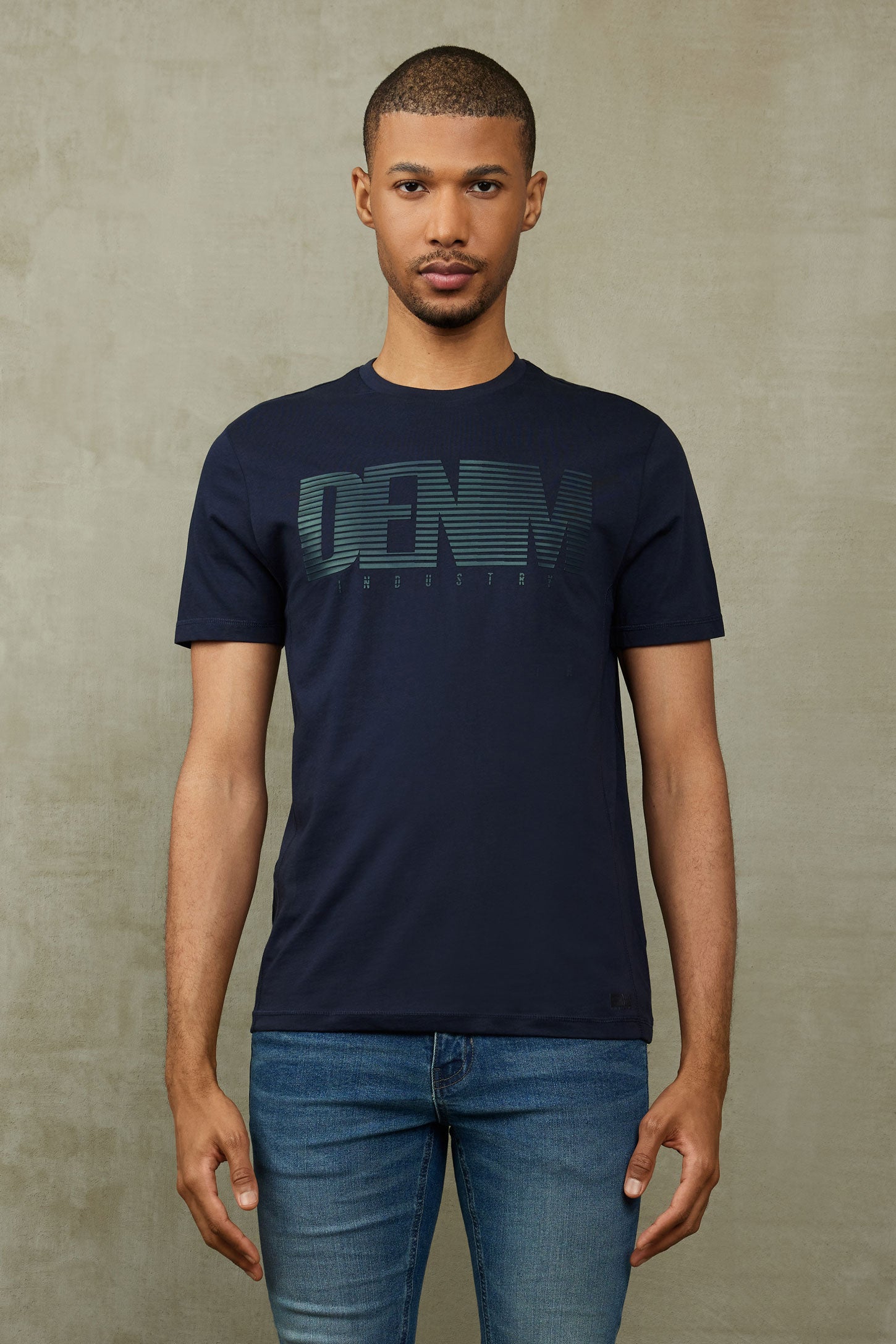 T-shirt imprimé en coton - Homme && BLEU