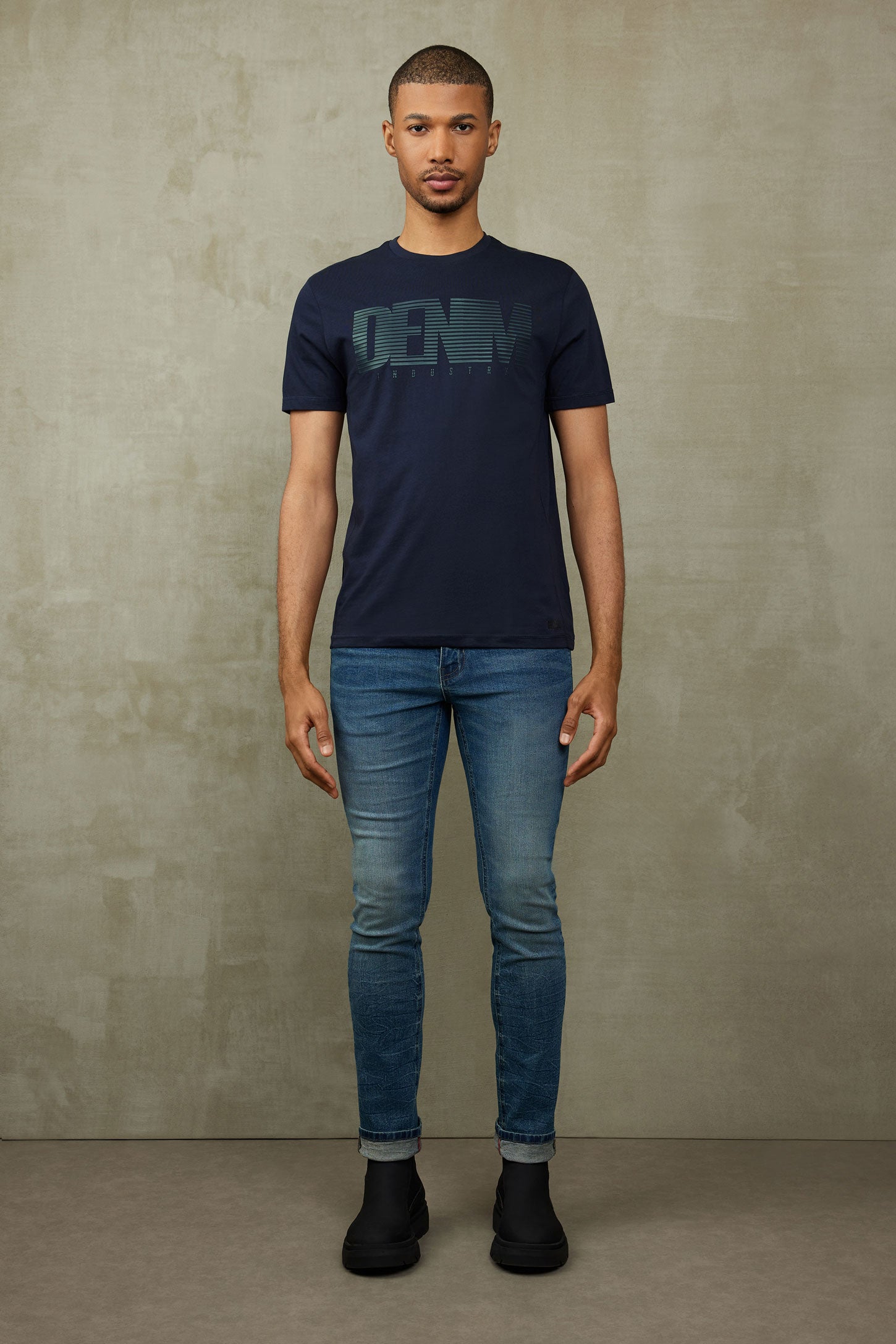 T-shirt imprimé en coton - Homme && BLEU