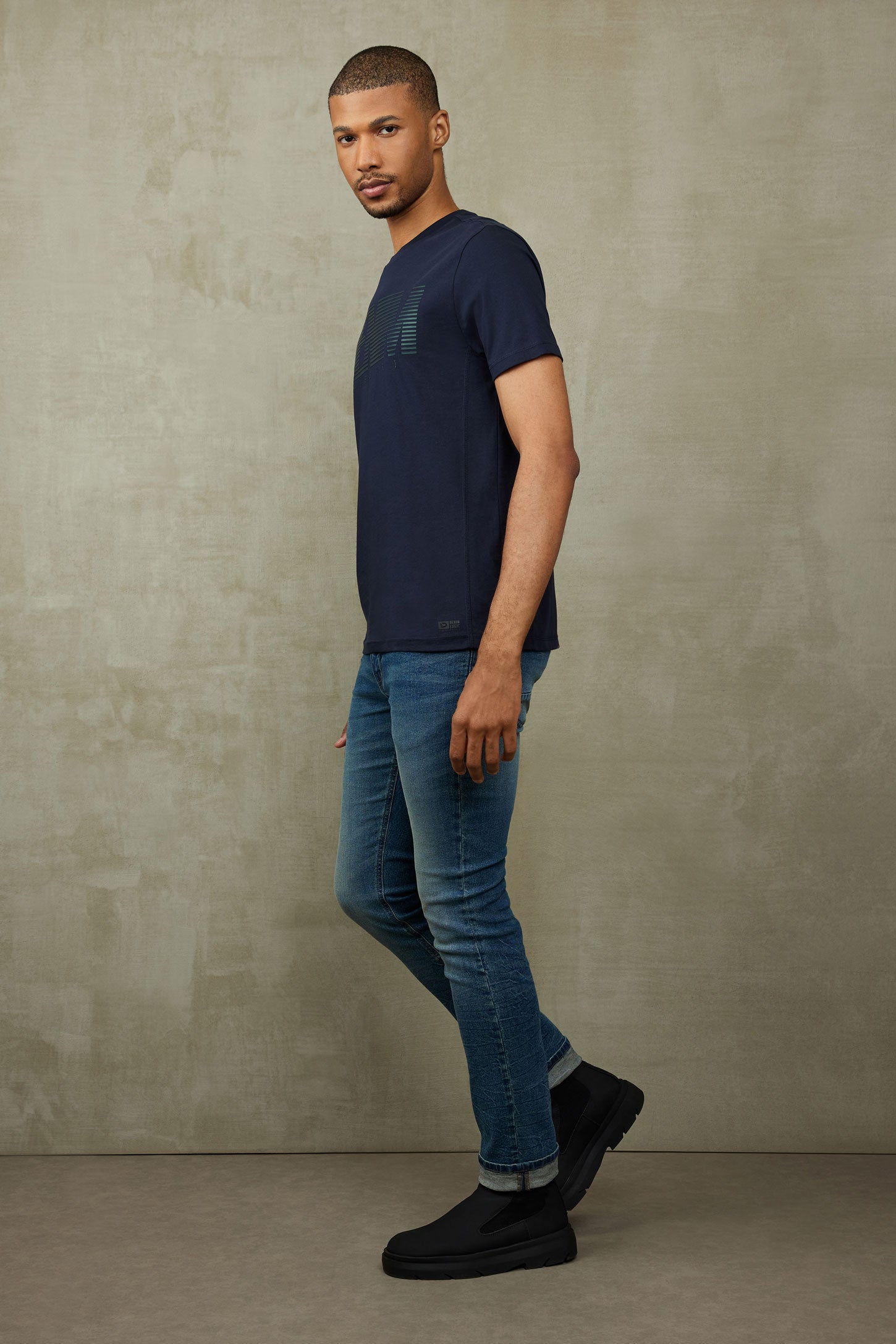 T-shirt imprimé en coton - Homme && BLEU