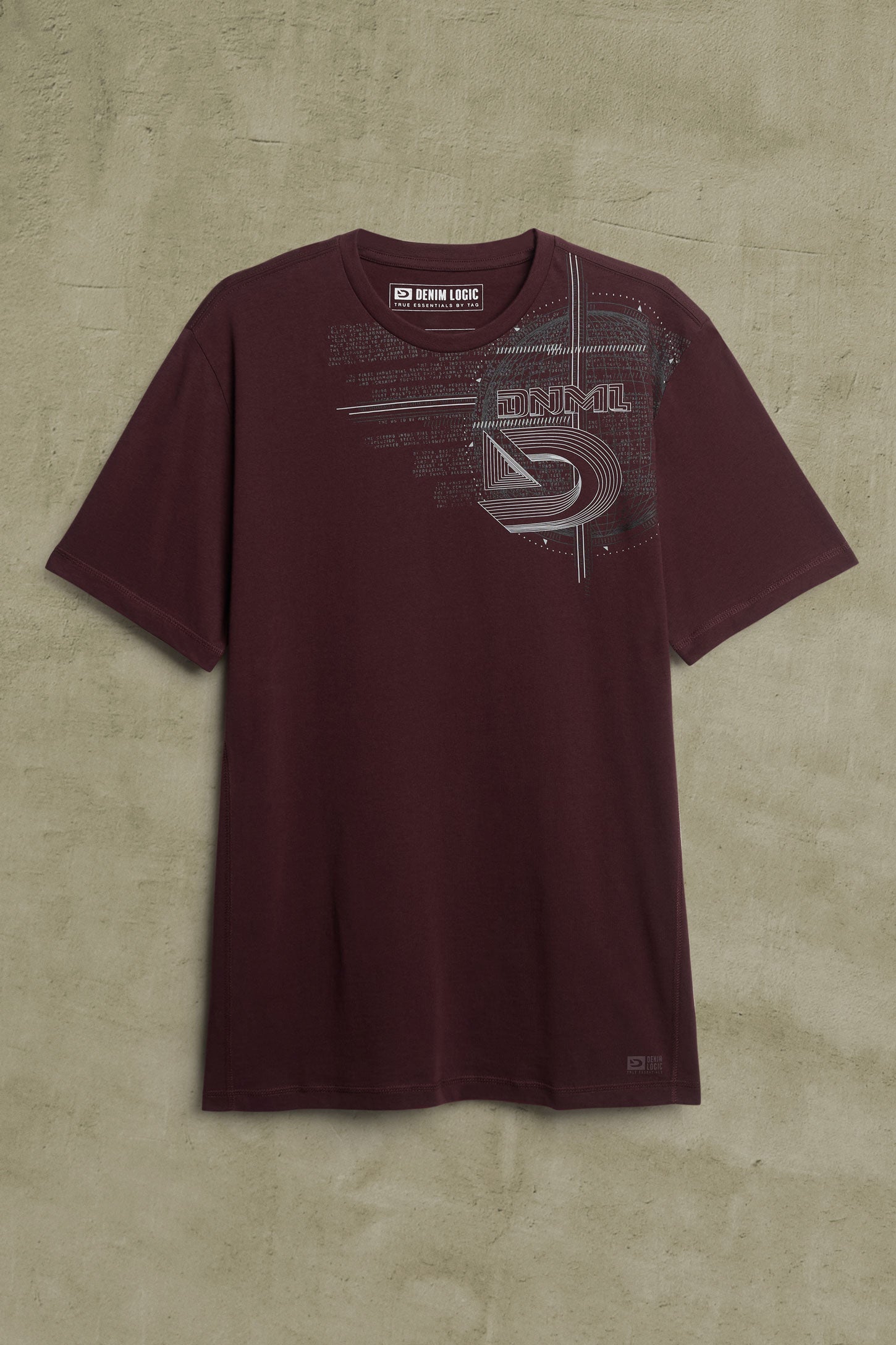 T-shirt imprimé en coton - Homme && BOURGOGNE