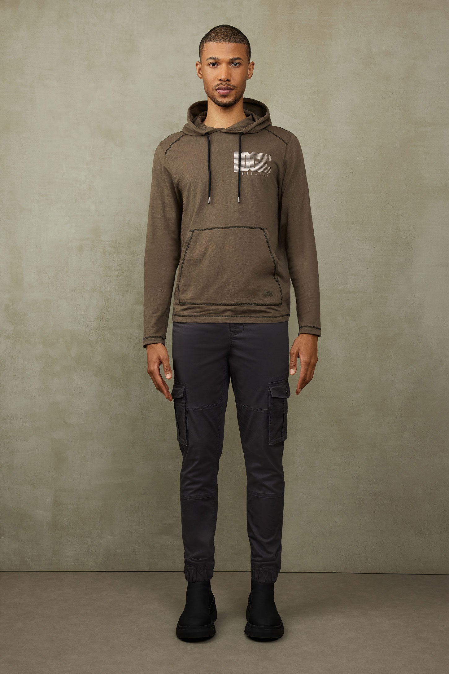 Chandail à capuchon en coton - Homme && KAKI