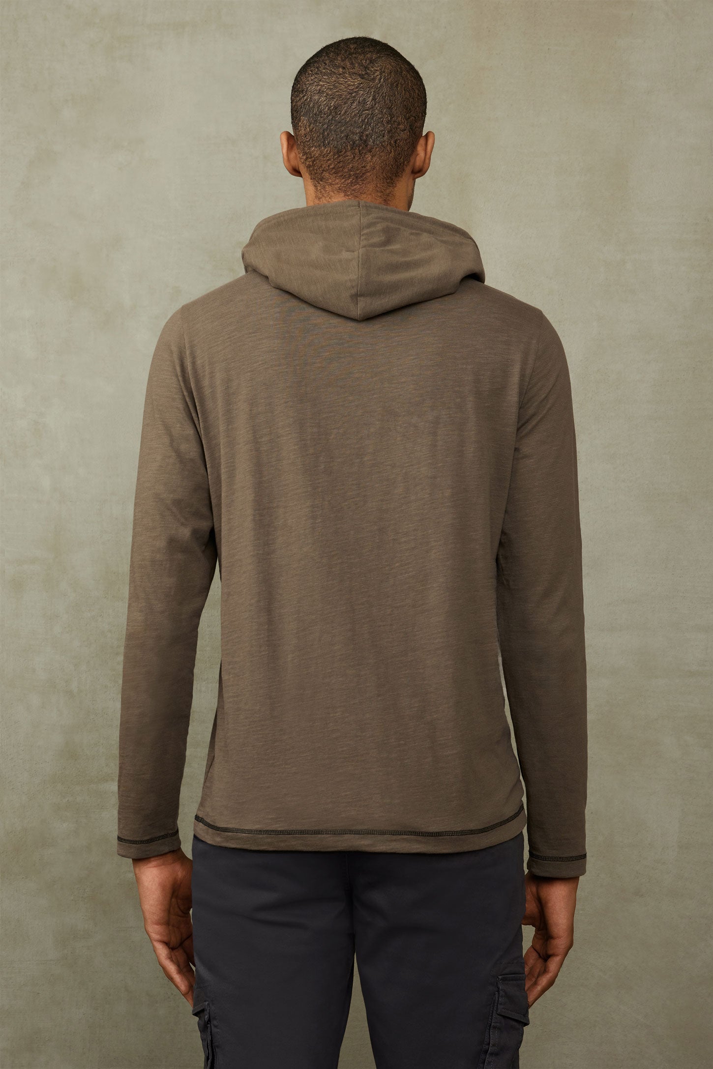 Chandail à capuchon en coton - Homme && KAKI