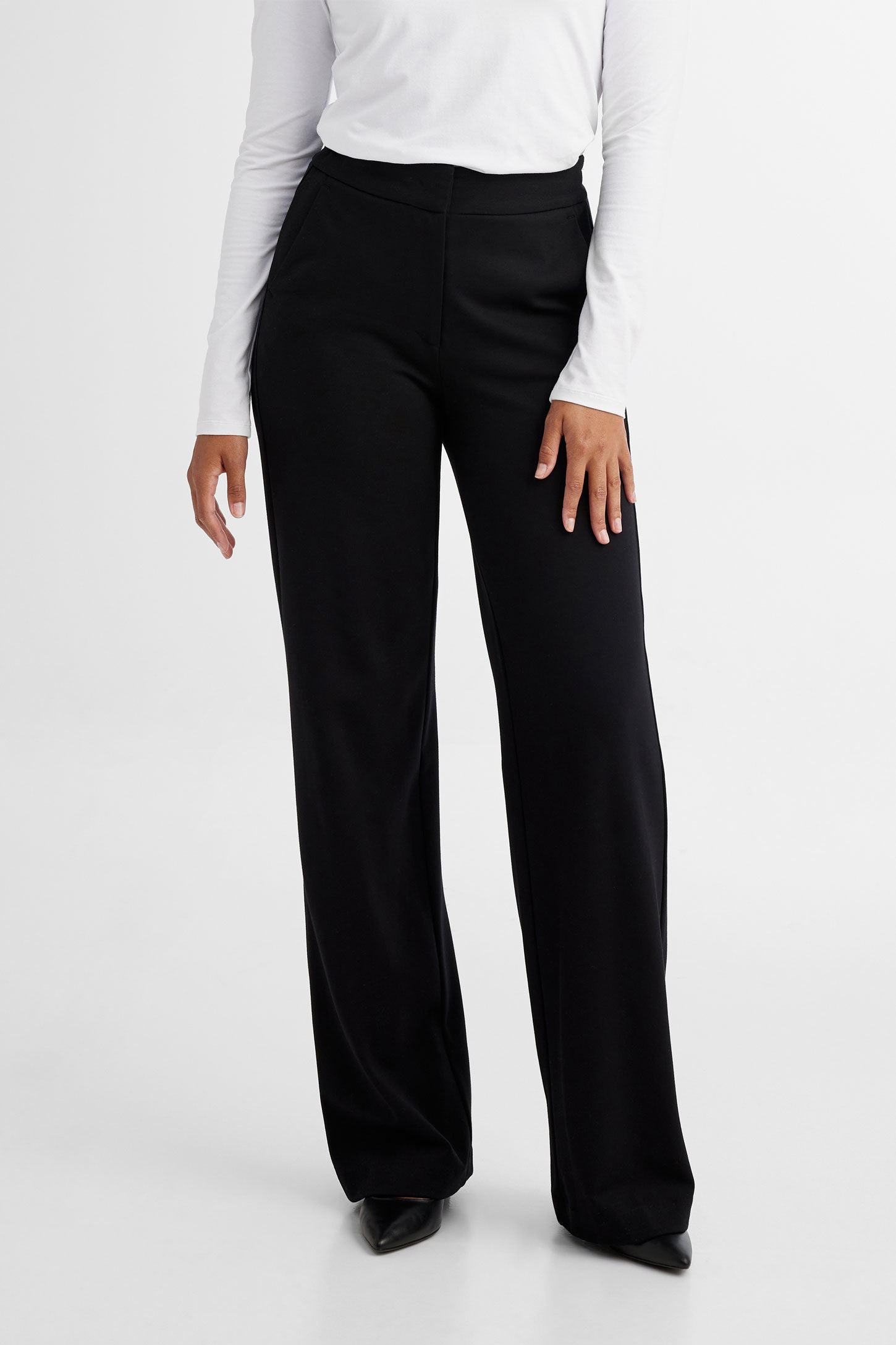 Pantalon taille haute jambe large - Femme && NOIR