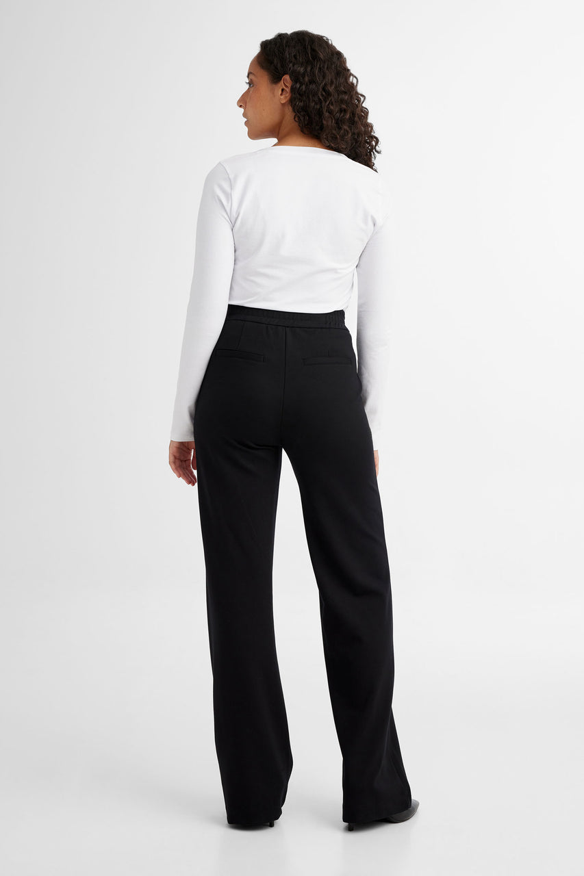 TBA Women's Wide Leg Cuffed Pants High Waisted Business Casual Pants for  Work Loose Flowy Summer Beach Trousers with Pockets Black at  Women's  Clothing store