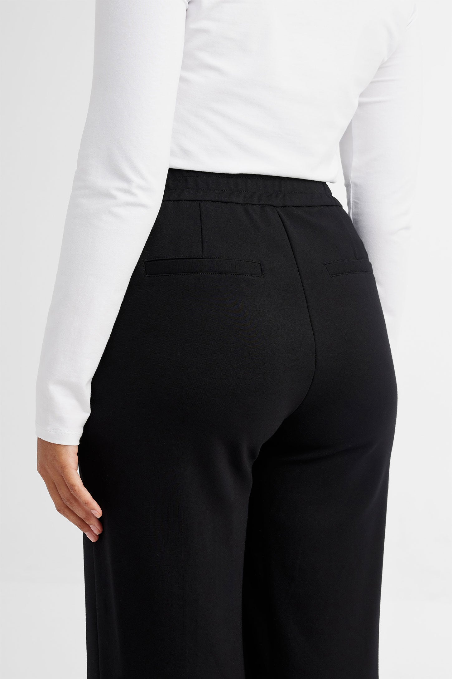 Pantalon taille haute jambe large - Femme && NOIR