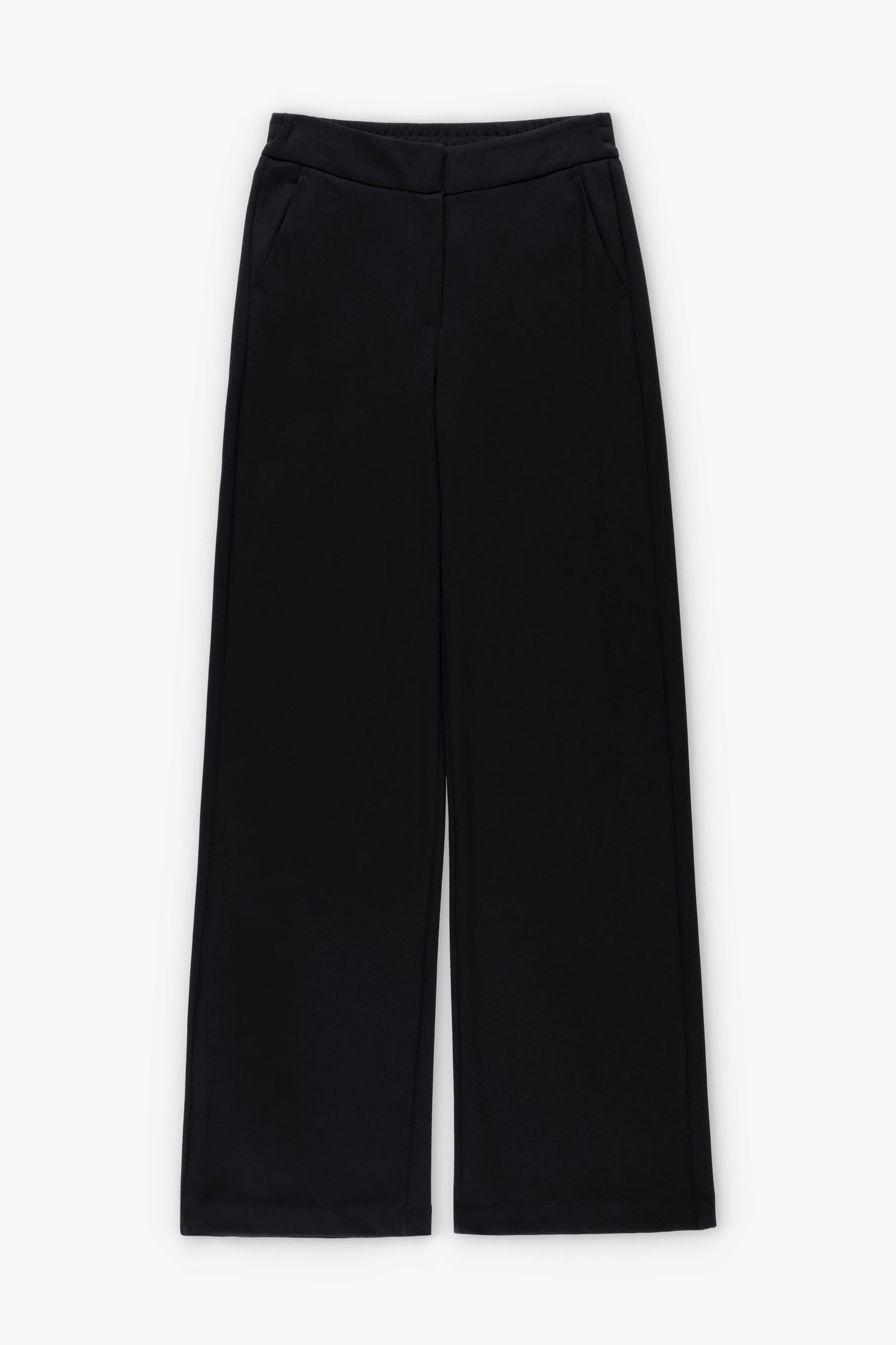 Pantalon taille haute jambe large - Femme && NOIR