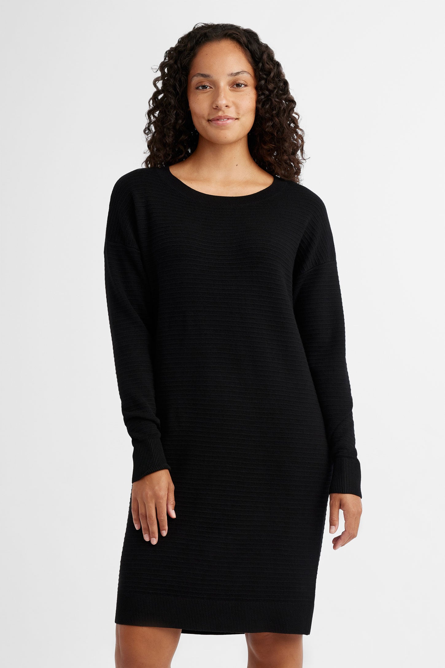 Robe manches longues en tricot Ottoman - Femme && NOIR
