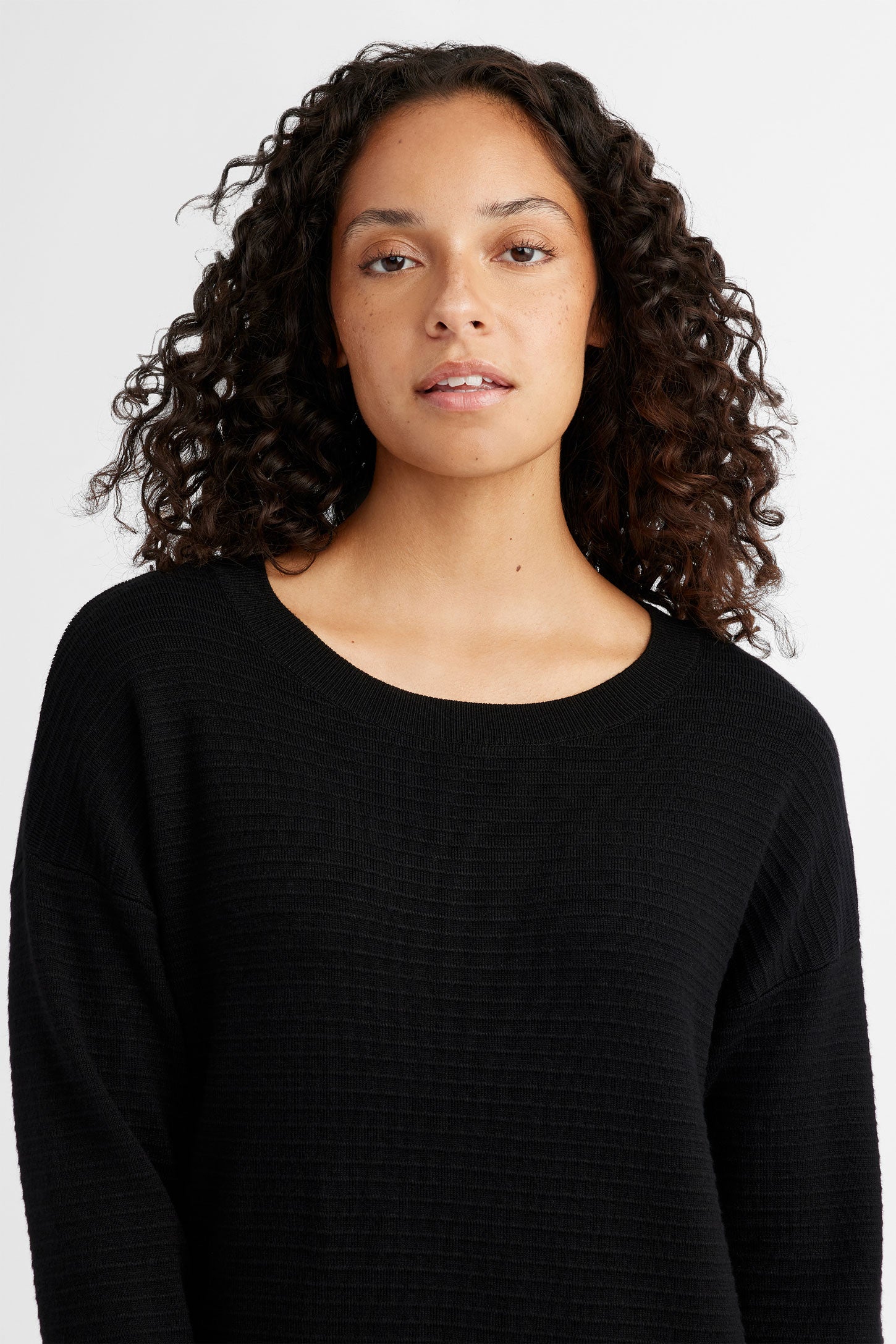 Robe manches longues en tricot Ottoman - Femme && NOIR