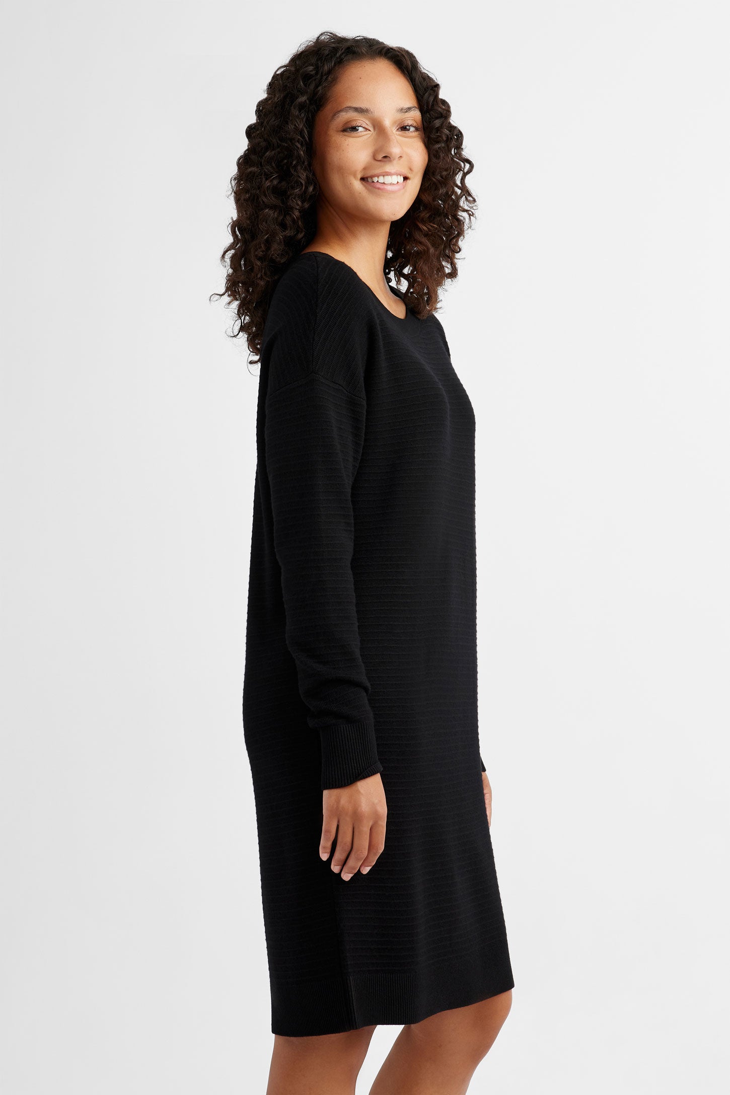 Robe manches longues en tricot Ottoman - Femme && NOIR