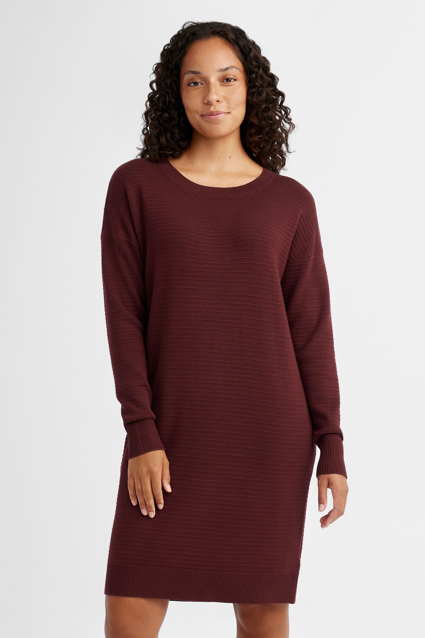 Robe manches longues en tricot Ottoman - Femme && BOURGOGNE