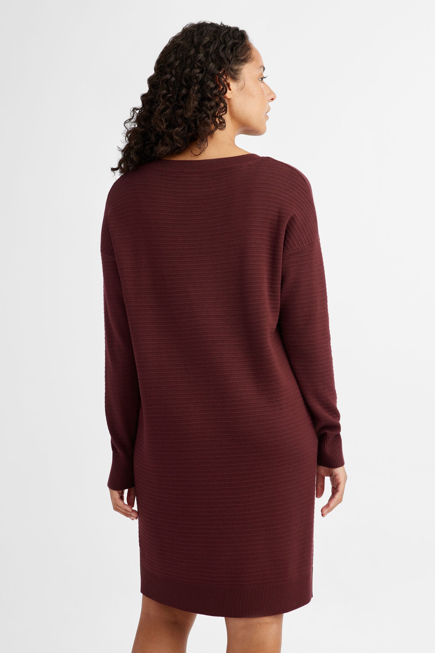 Robe manches longues en tricot Ottoman - Femme && BOURGOGNE