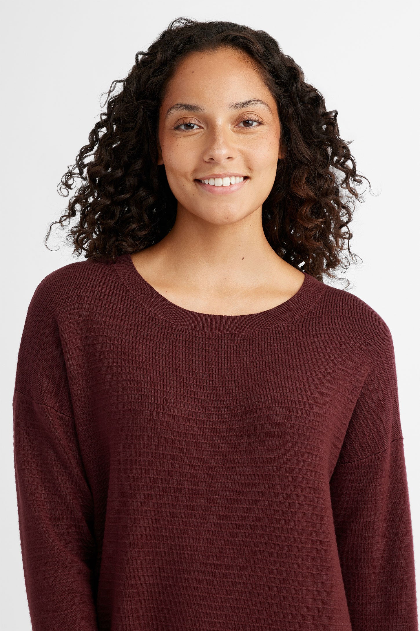 Robe manches longues en tricot Ottoman - Femme && BOURGOGNE