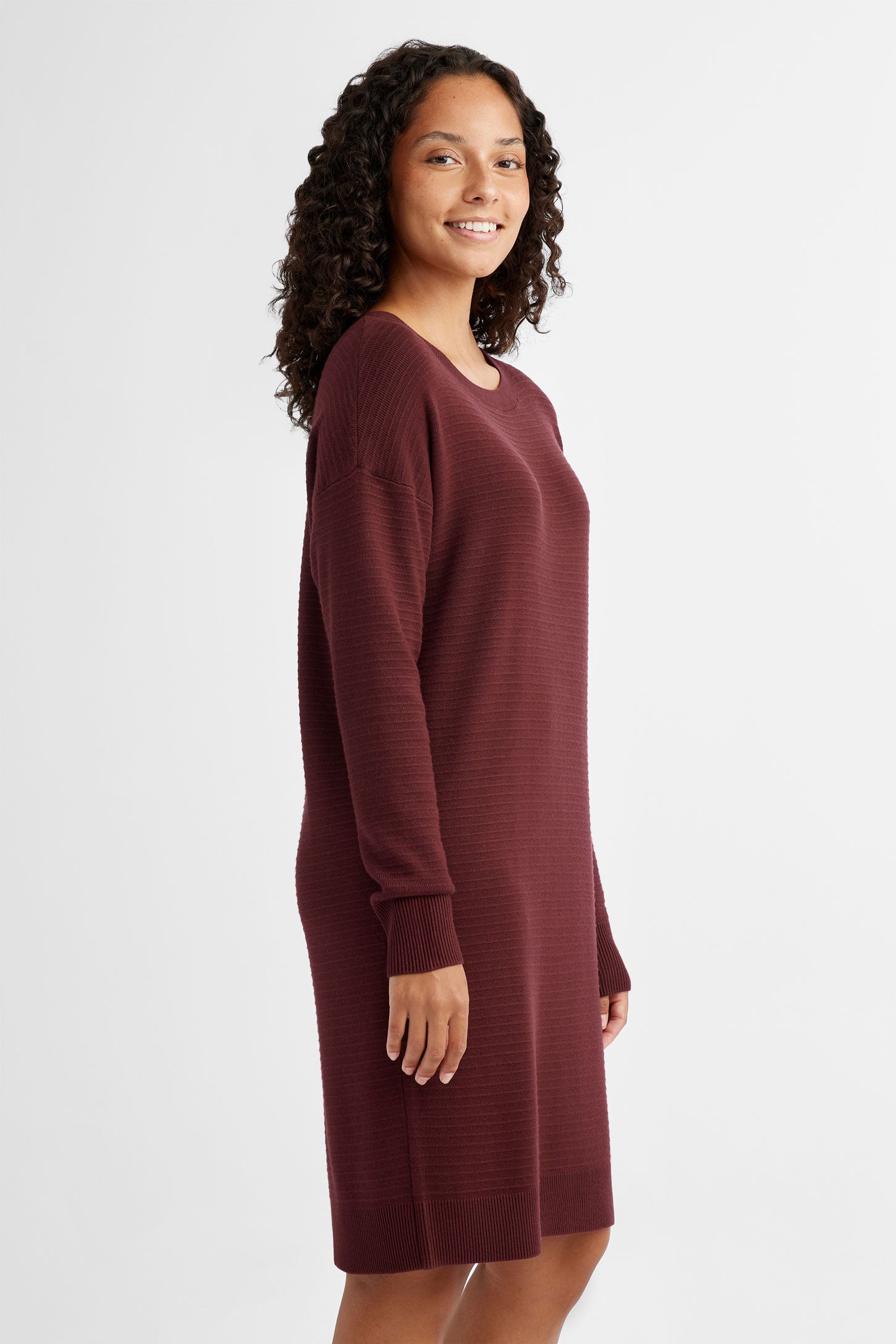 Robe manches longues en tricot Ottoman - Femme && BOURGOGNE