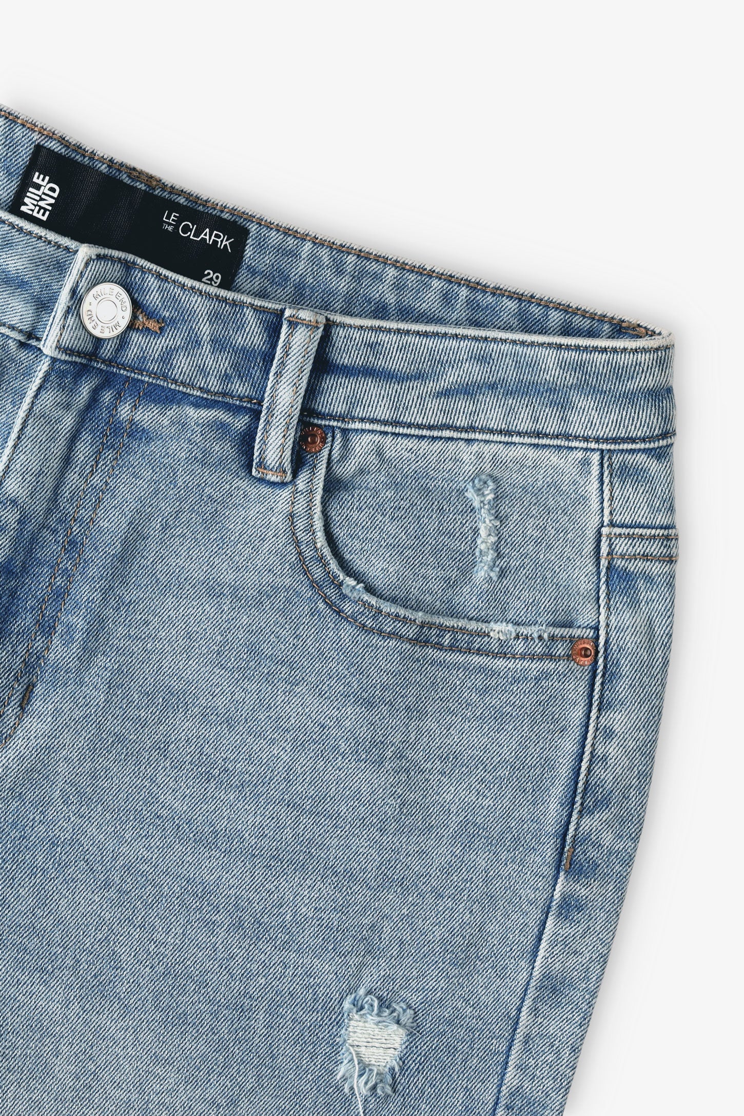 Jeans coupe ''Mom'' taille haute - Femme && DENIM PALE