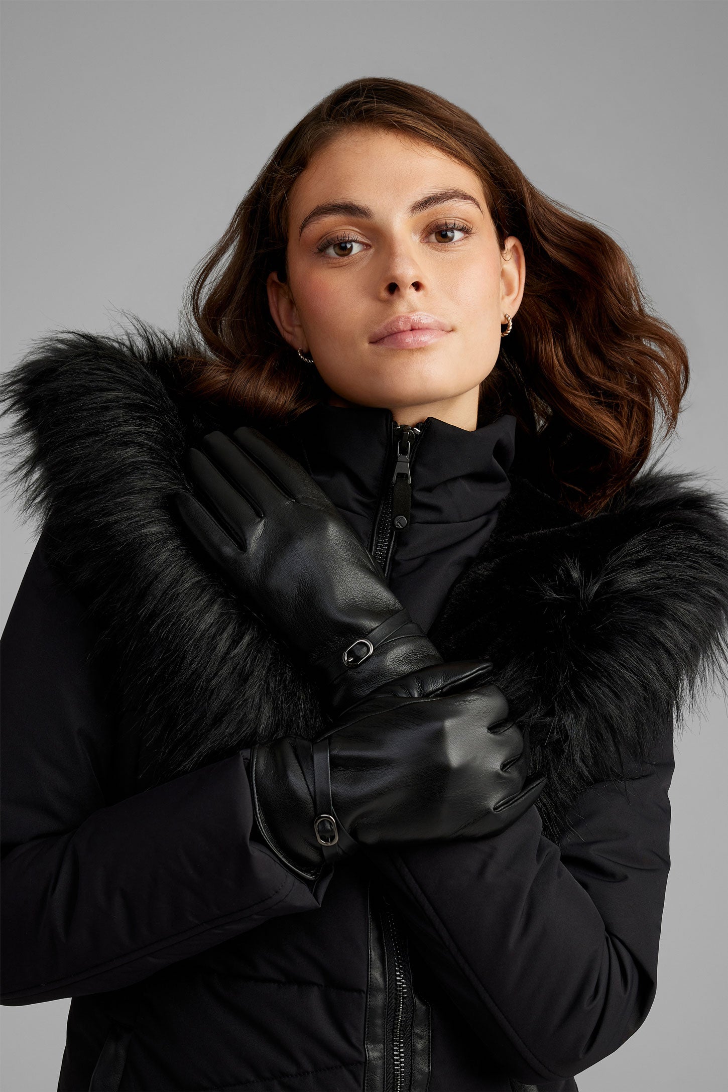 Gants en faux cuir - Femme && NOIR