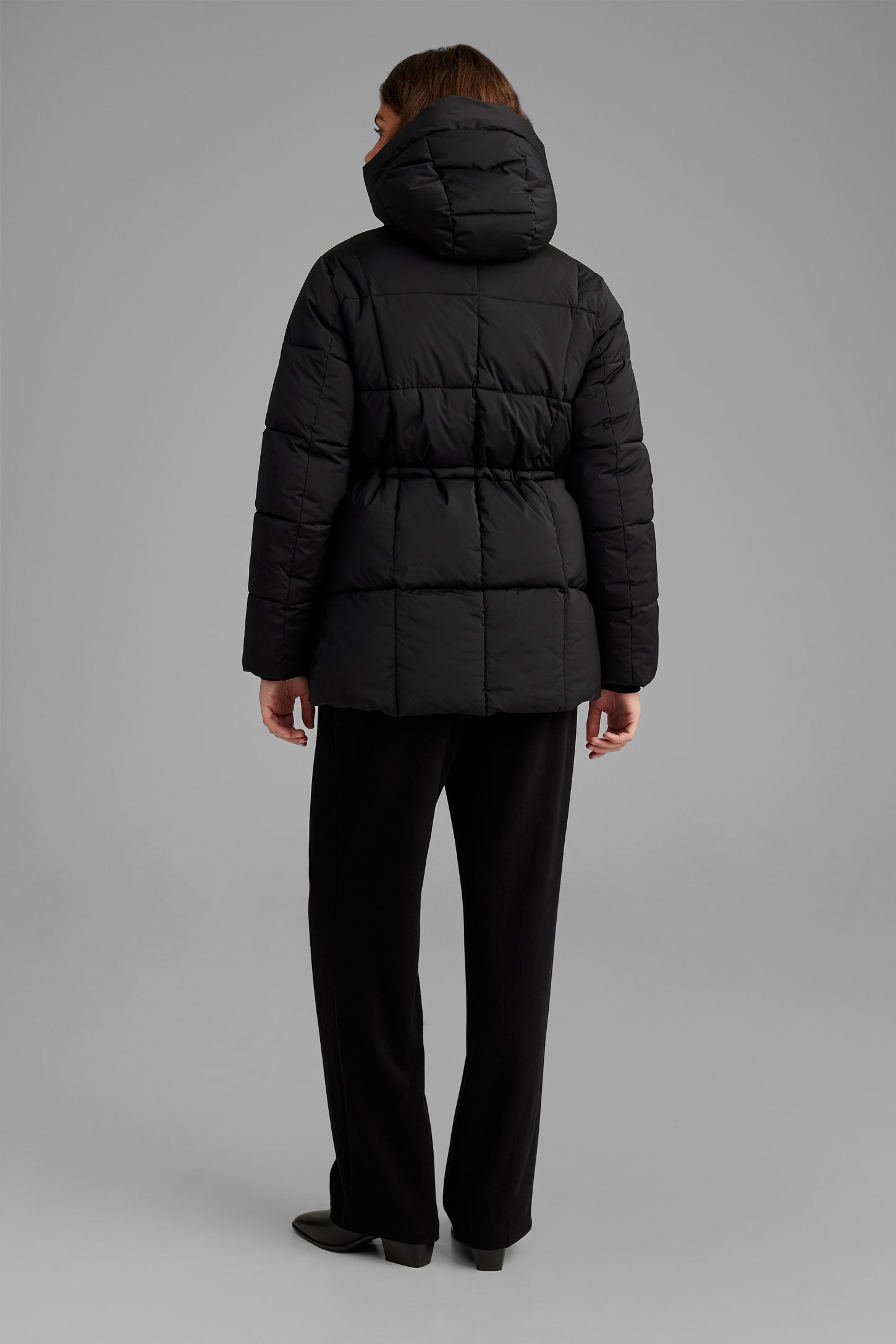 Manteau d'hiver matelassé à capuchon - Femme && NOIR