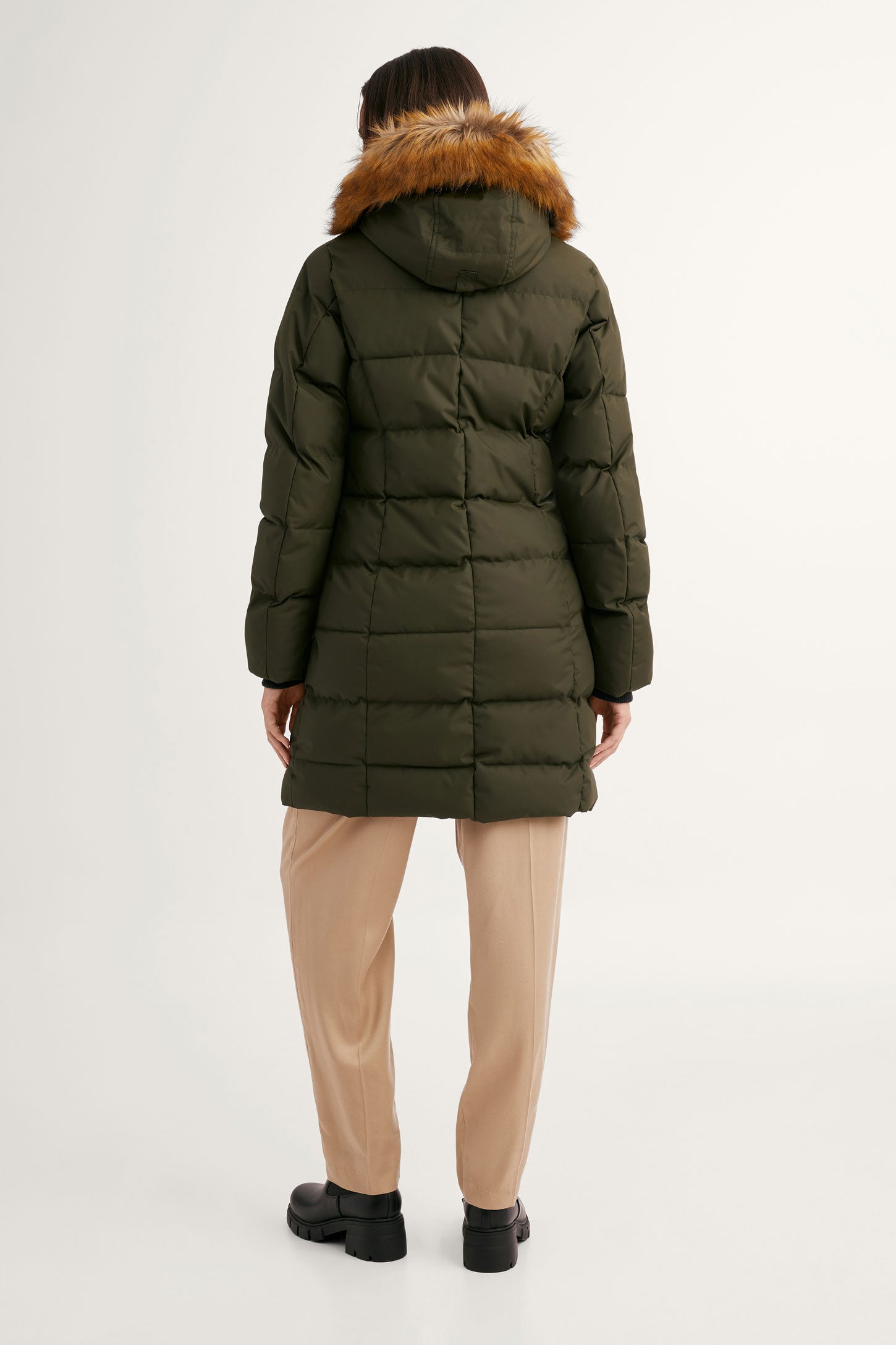 Manteau d'hiver mi-long matelassé - Femme && KAKI