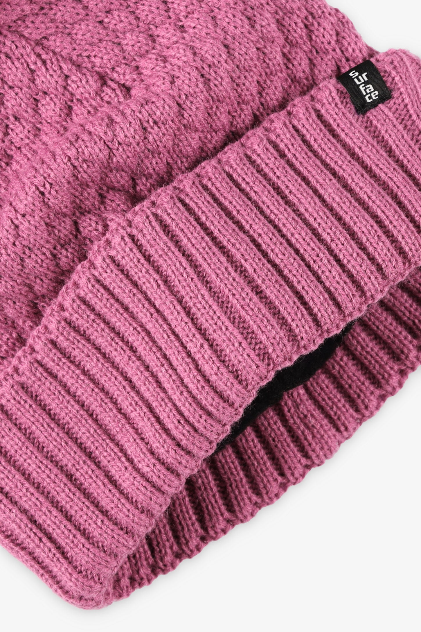 Tuque à pompom en tricot - Femme && ROSE