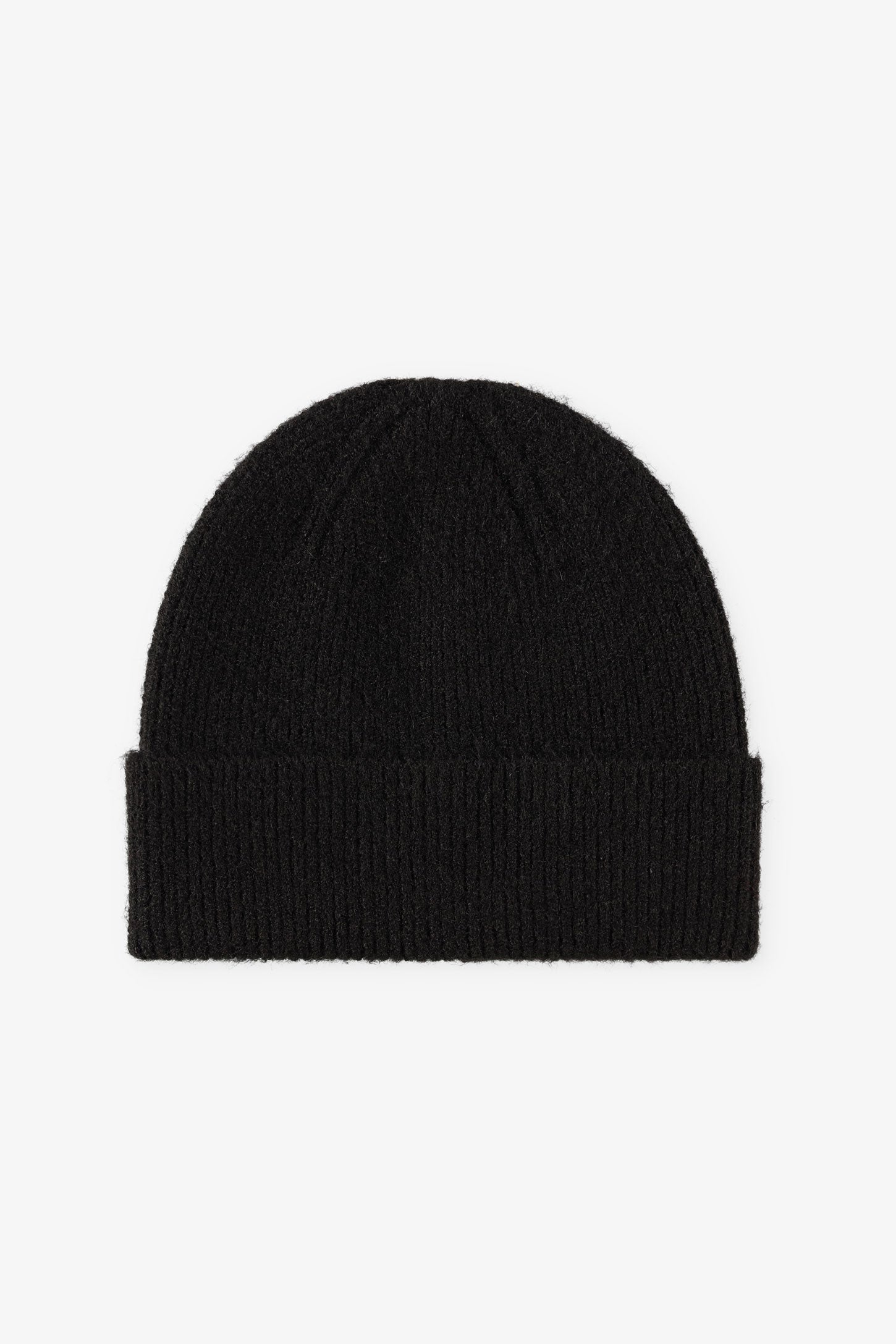 Tuque à revers en tricot côtelé - Femme && NOIR