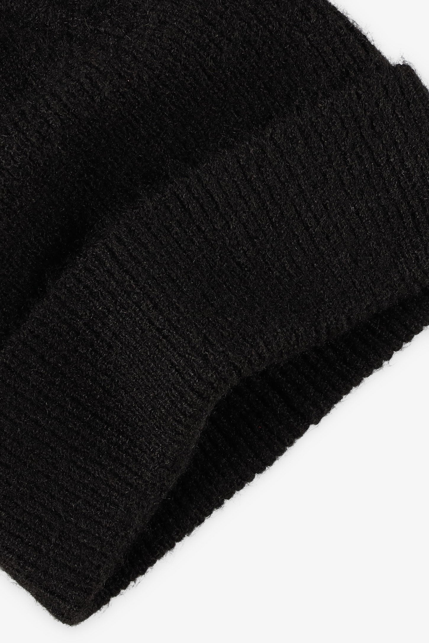 Tuque à revers en tricot côtelé - Femme && NOIR