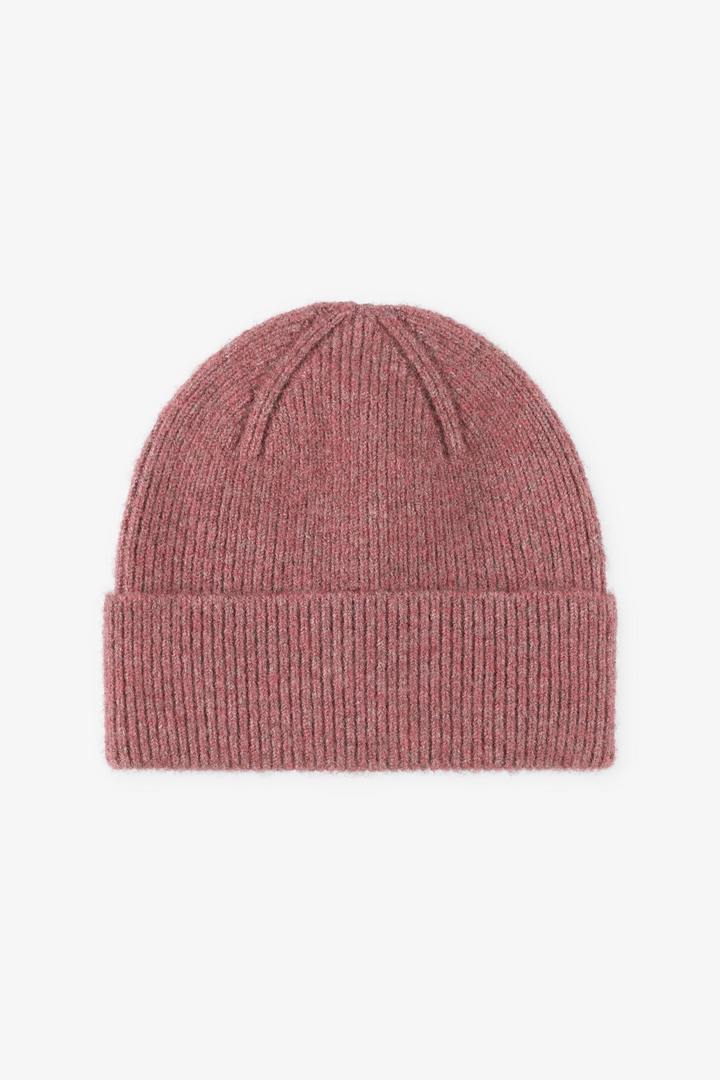 Tuque à revers en tricot côtelé - Femme && BORDEAUX