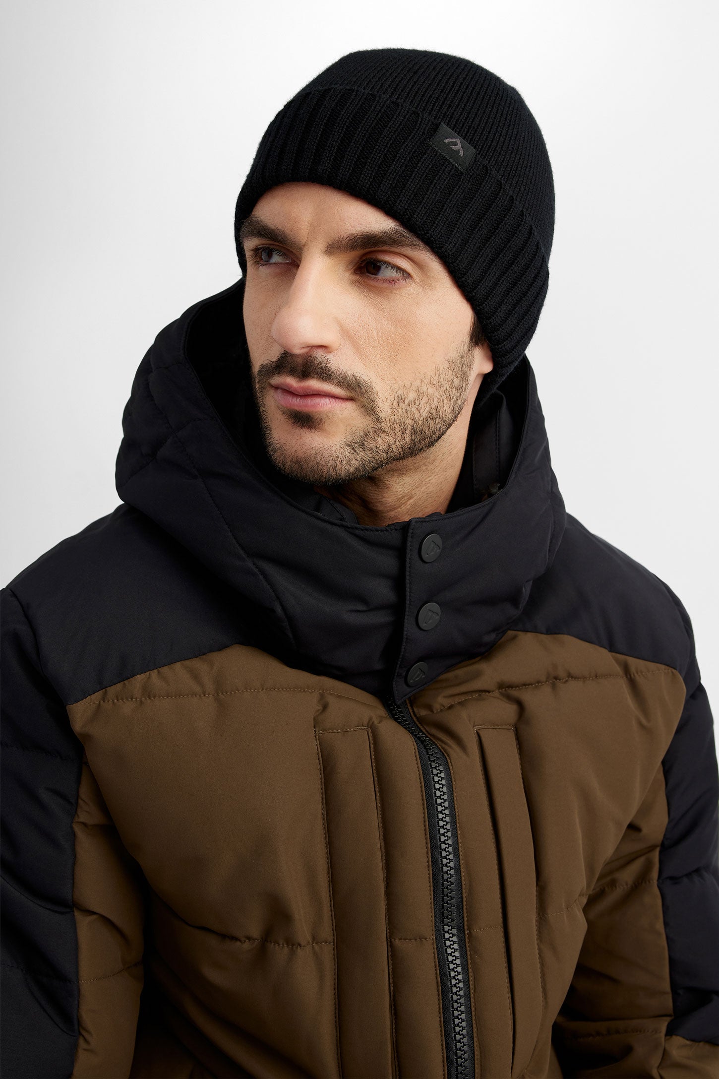 Tuque à revers en Mérino BM - Homme && NOIR