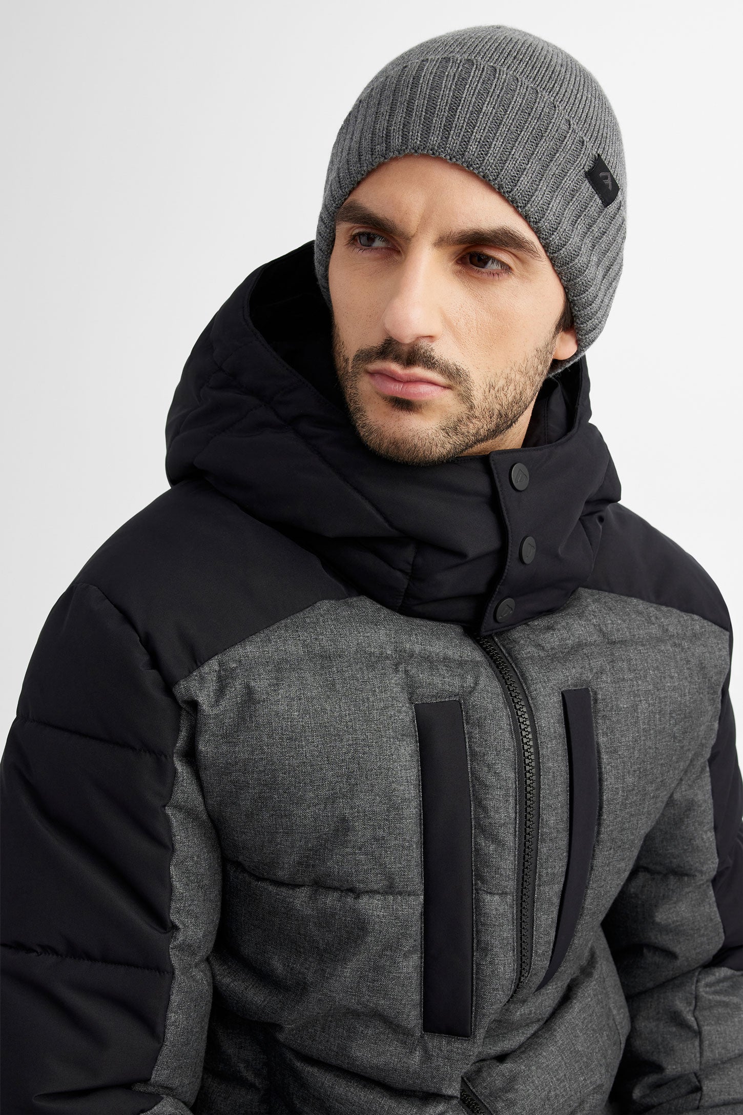 Tuque à revers en Mérino BM - Homme && GRIS