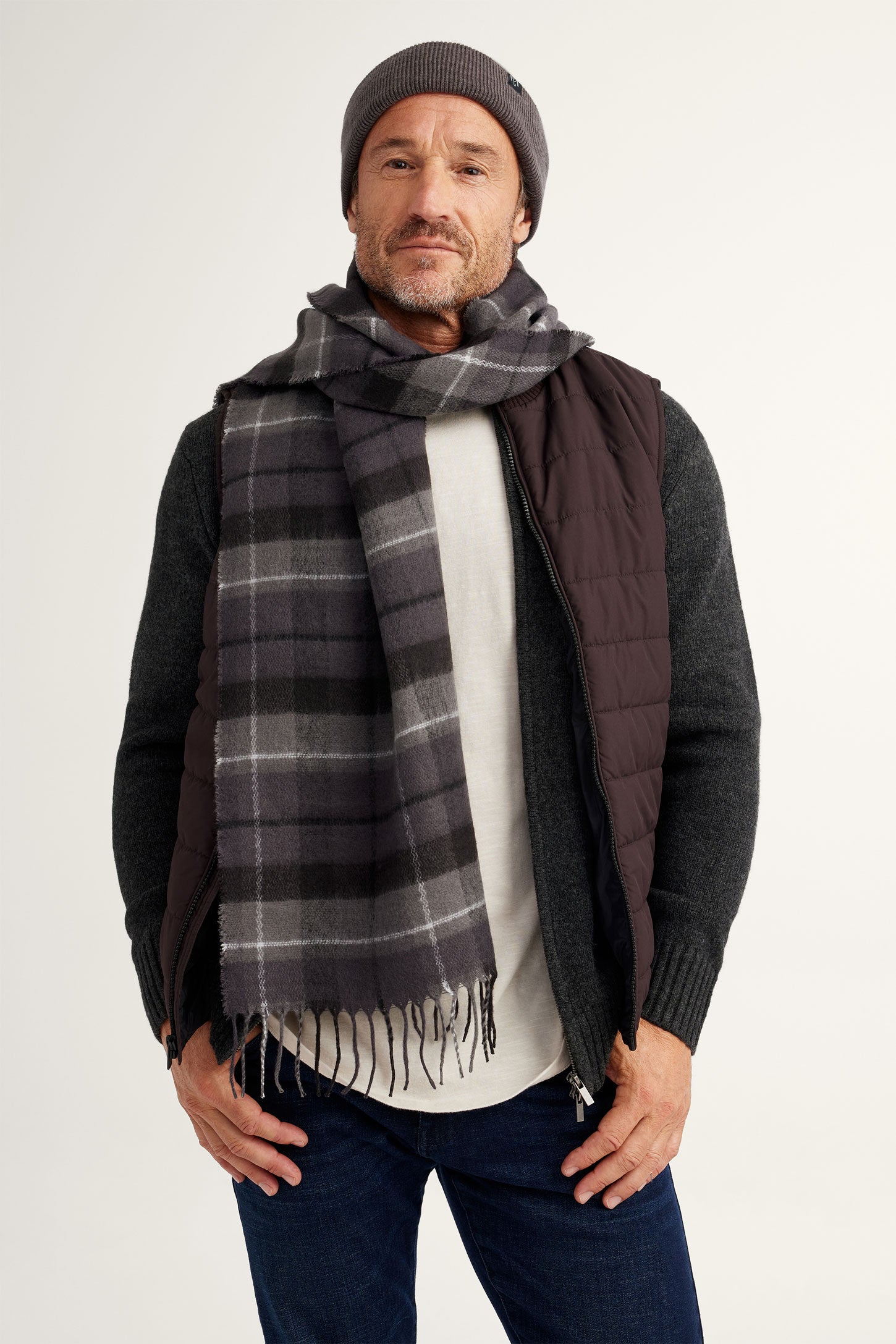 Foulard à carreaux - Homme
 && GRIS