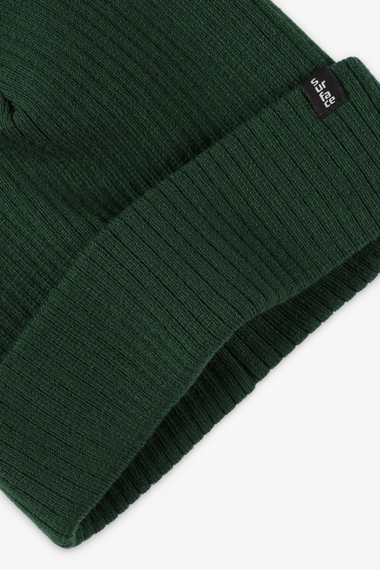 Tuque à revers en tricot côtelé - Homme && VERT