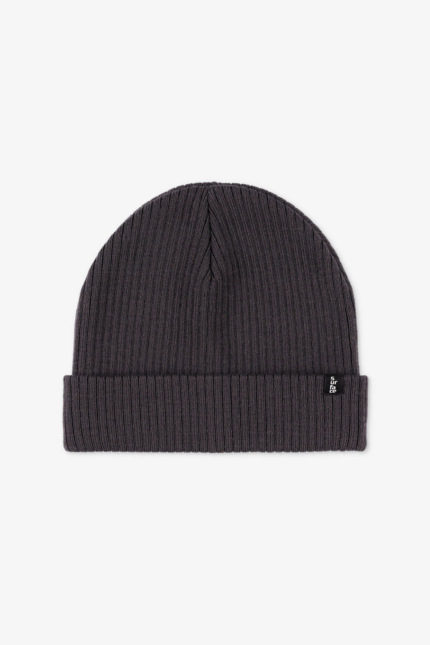 Tuque à revers en tricot côtelé - Homme && CHARBON