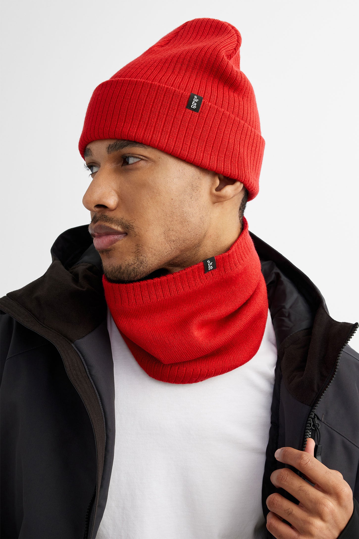 Cache-cou doublé en polar - Homme && ROUGE