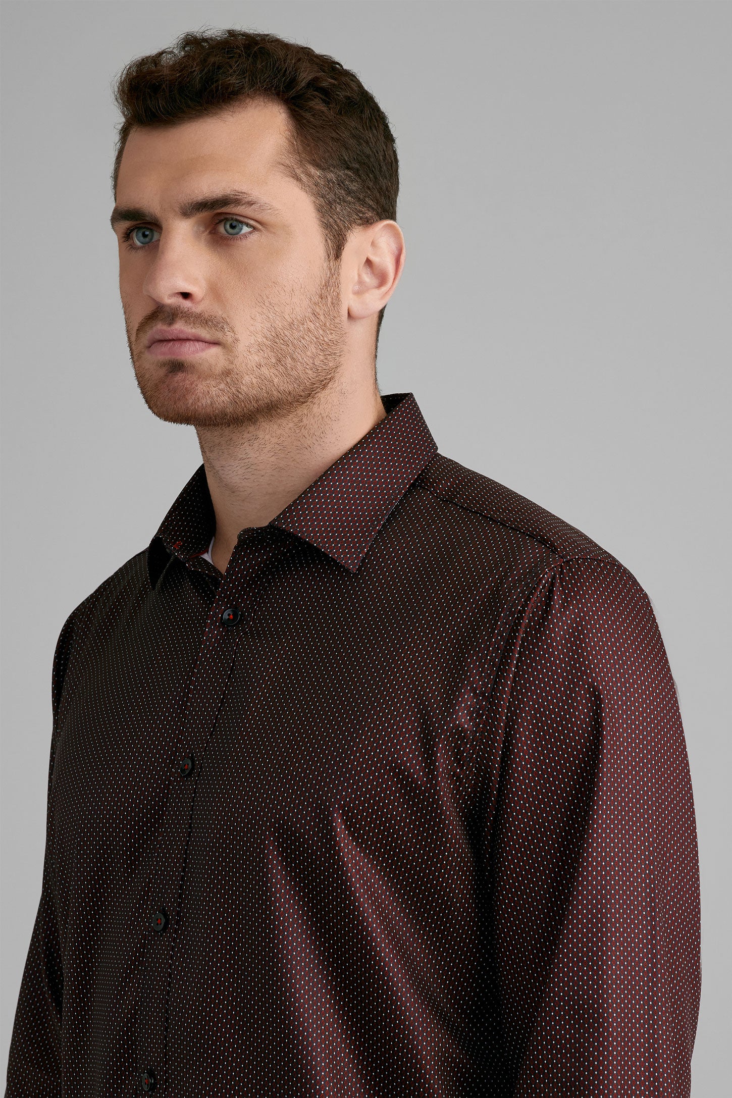 Chemise coupe ajustée en coton - Homme && ROUGE